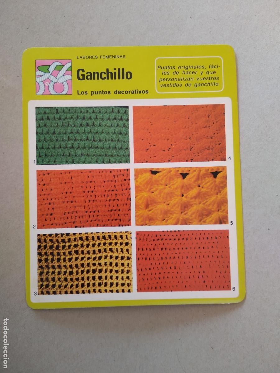 Coleccionismo Cromos antiguos: LOS PUNTOS DECORATIVOS GANCHILLO LABORES FEMENINAS FICHA EDICIONES RENCONTRE SAPE CROMO