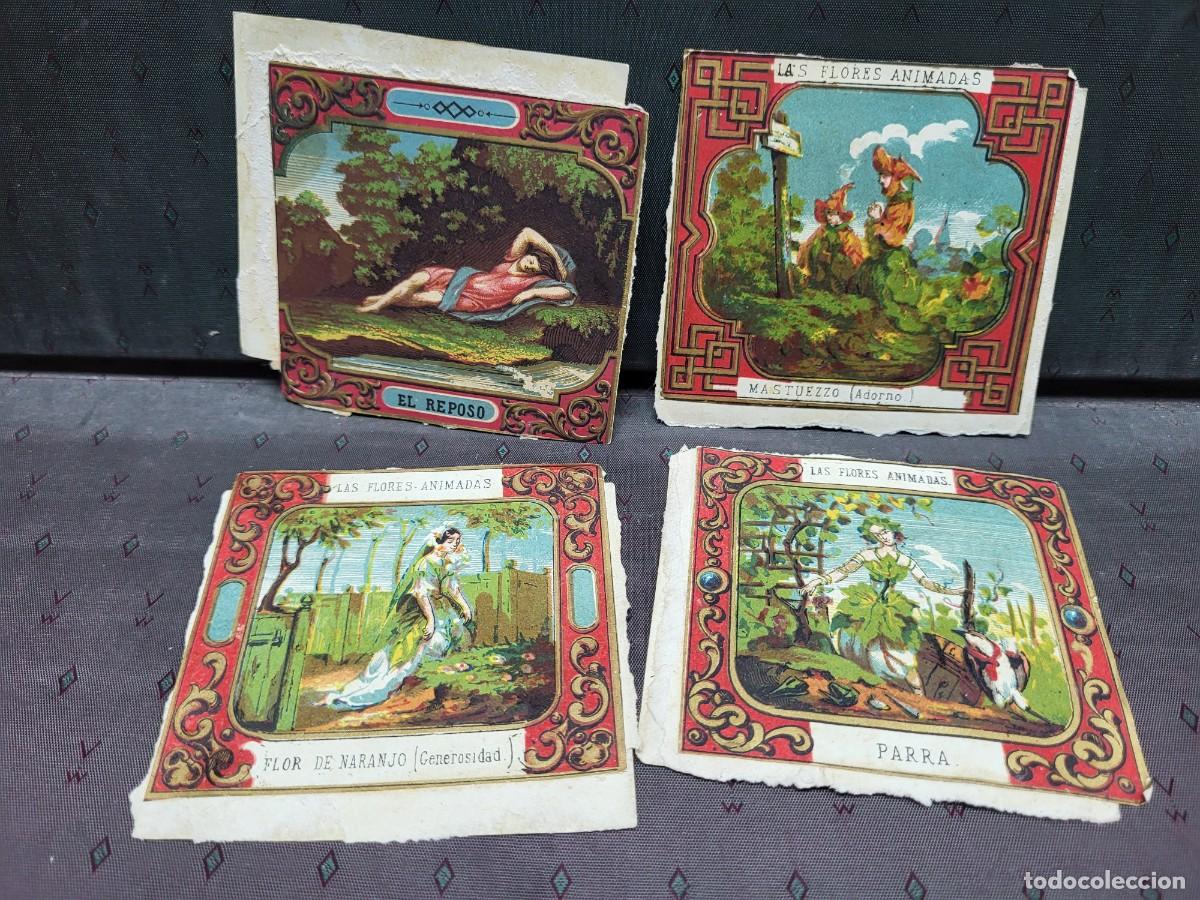 Collectionnisme Cartes &agrave; collectionner anciennes: ANTIGUOS CROMOS O ESTAMPAS ROMANTICAS LAS FLORES ANIMADAS