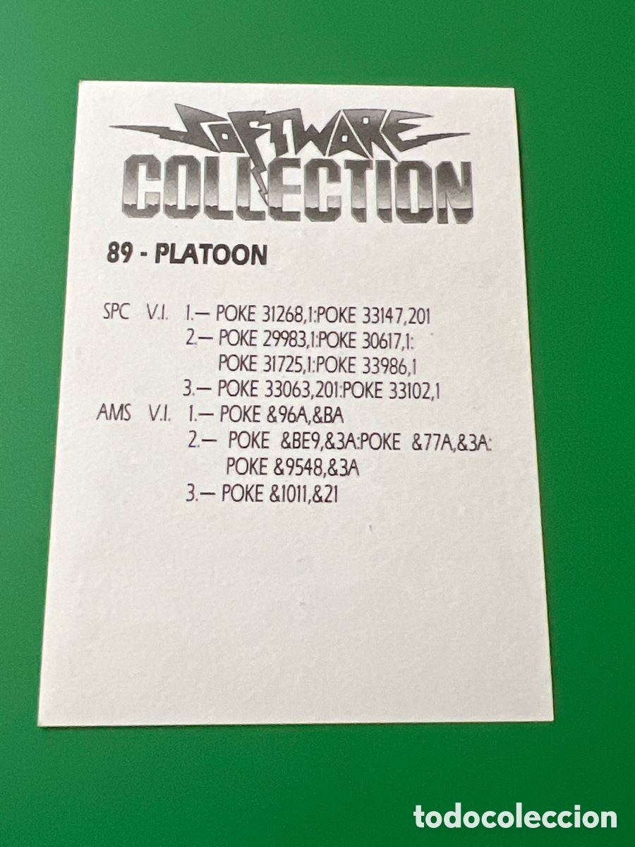 Coleccionismo cromos antiguos: C6300. SOFTWARE COLLECTION 89 PLATOON - Foto 2