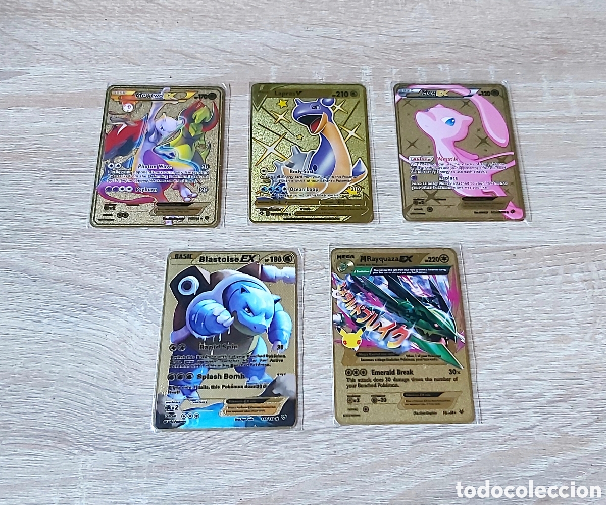 Coleccionismo cromos antiguos: 5 cartas de metal Pokemon