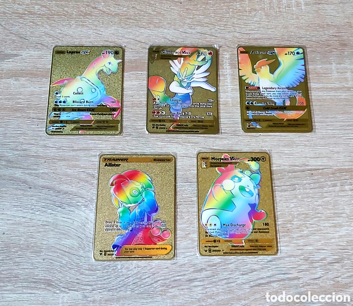 Coleccionismo cromos antiguos: 5 cartas Pokemon de metal rainbow Arcoiris - Foto 1