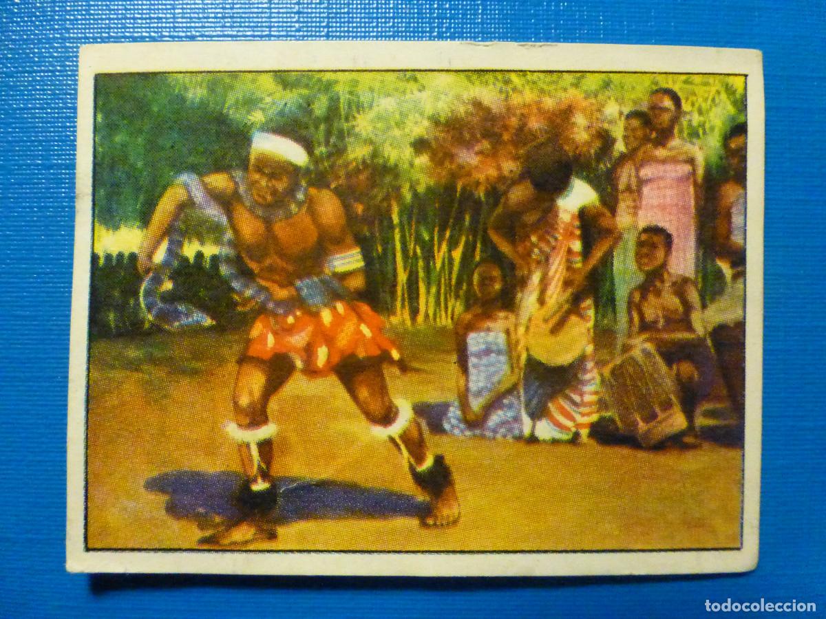Coleccionismo cromos antiguos: Cromo - Chocolates Batanga - Atrav&eacute;s de &Aacute;frica - Album n&ordm; 1 - Serie V Cromo 5 - Danza con Serpiente