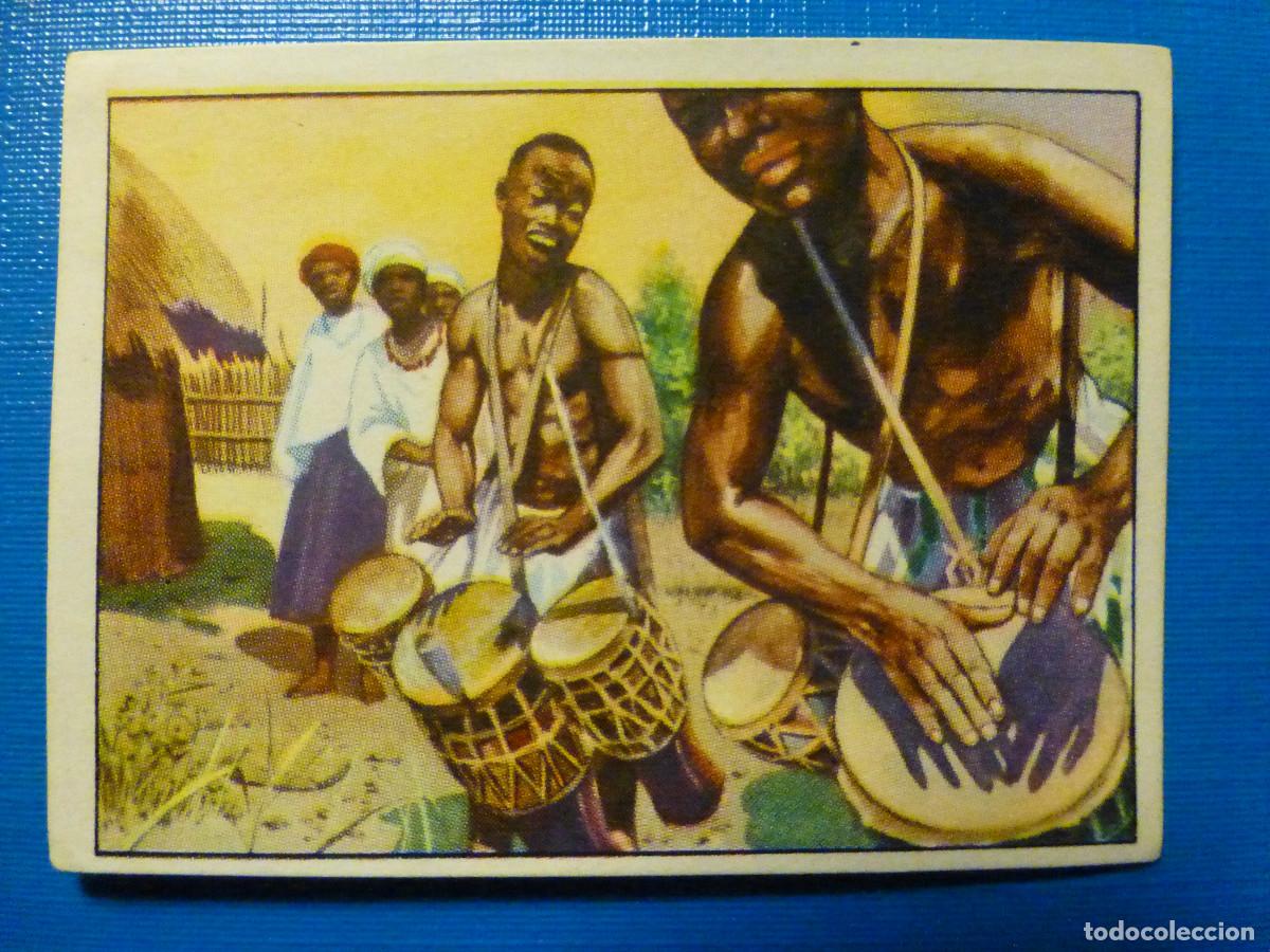 Coleccionismo cromos antiguos: Cromo - Chocolates Batanga - Atrav&eacute;s de &Aacute;frica - Album n&ordm; 1 - Serie V Cromo 1 - Resuenan Tam Tams