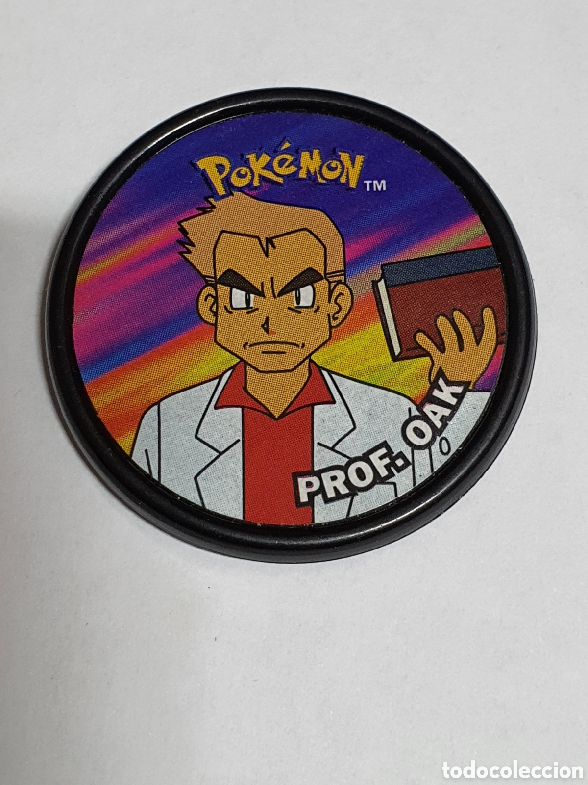 Coleccionismo cromos antiguos: Pokemon m&aacute;ster tazo negro, Profesor Oak, matutano Nintendo