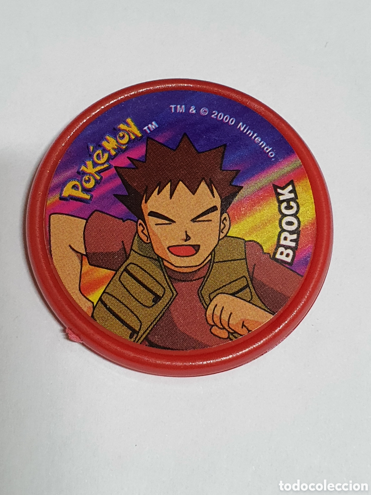 Coleccionismo cromos antiguos: Pokemon m&aacute;ster tazo rojo, Brock, matutano Nintendo