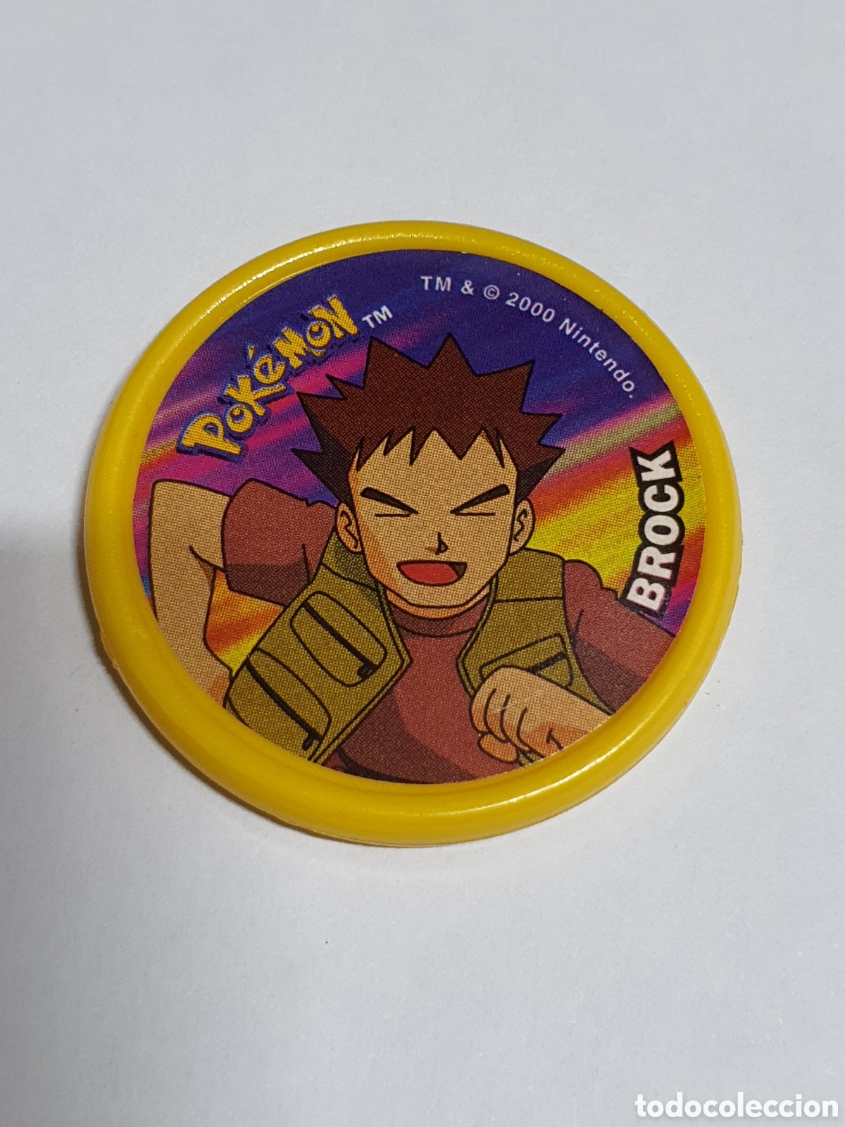 Coleccionismo cromos antiguos: Pokemon m&aacute;ster tazo amarillo, Brock, matutano Nintendo