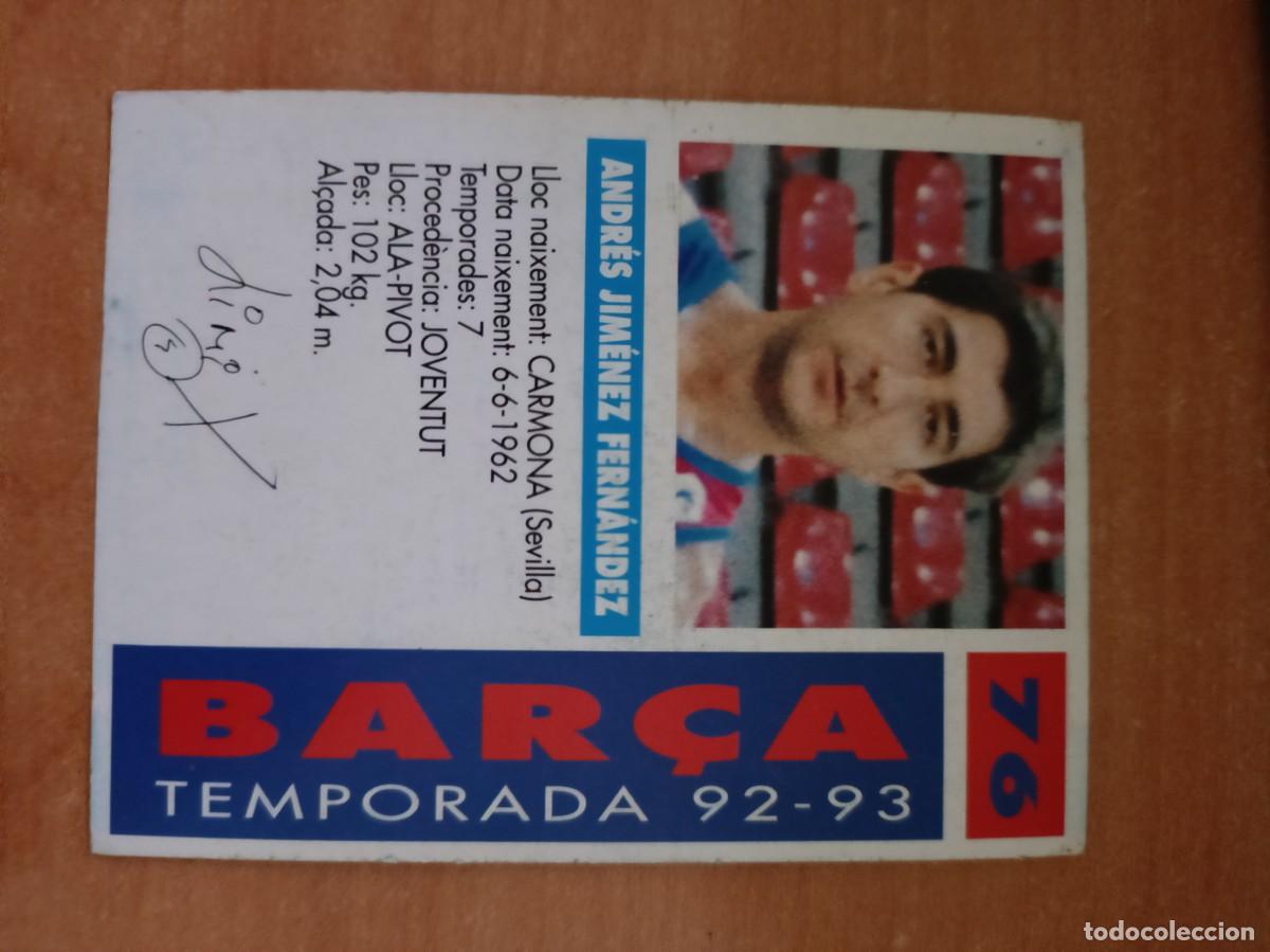 Coleccionismo cromos antiguos: jimenez liga 92 93, bar&ccedil;a - Foto 2