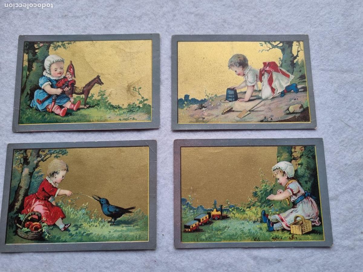 Coleccionismo cromos antiguos: COMPA&Ntilde;IA COLONIAL S.XIX LOTE DE 4 CROMOS 7 X 10 CM CHOCOLATE CAFE TE