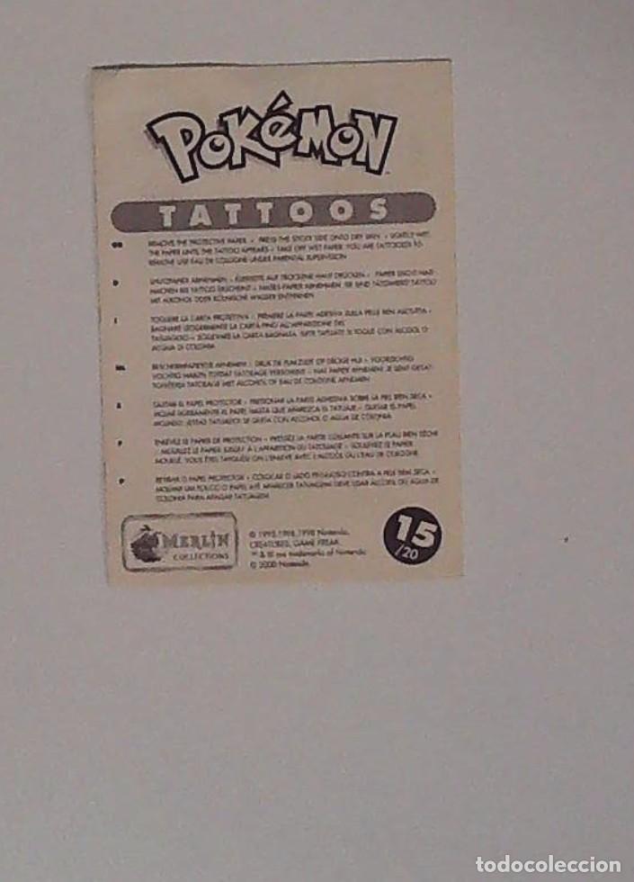 Coleccionismo cromos antiguos: POKEMON TATTOOS MERLIN 15/20 - Foto 2