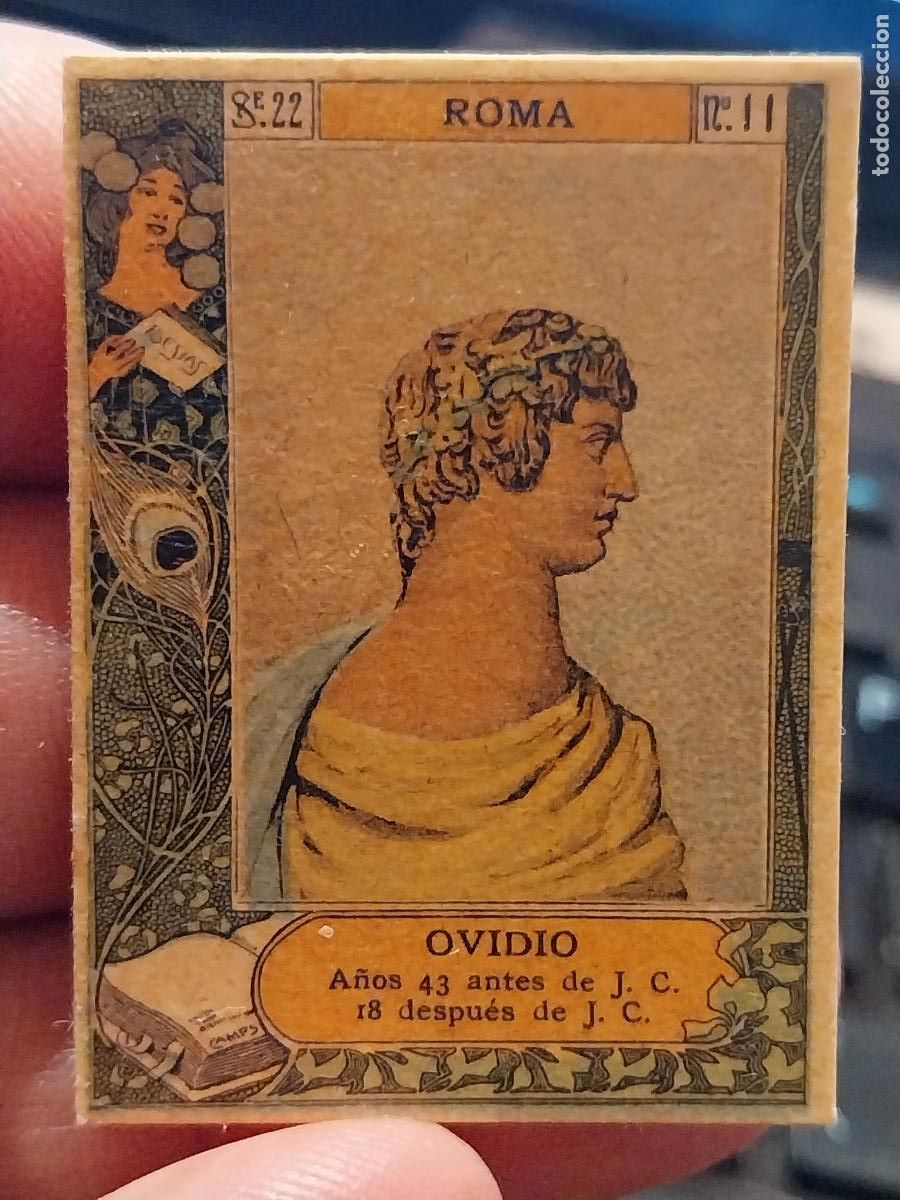 Coleccionismo Cromos antiguos: OVIDIO ROMA FOTOTIPIA ESCRITORES SERIE 22 # 11 MIDE 4,3 X 3,3CM ANTIGUA ORIGINAL