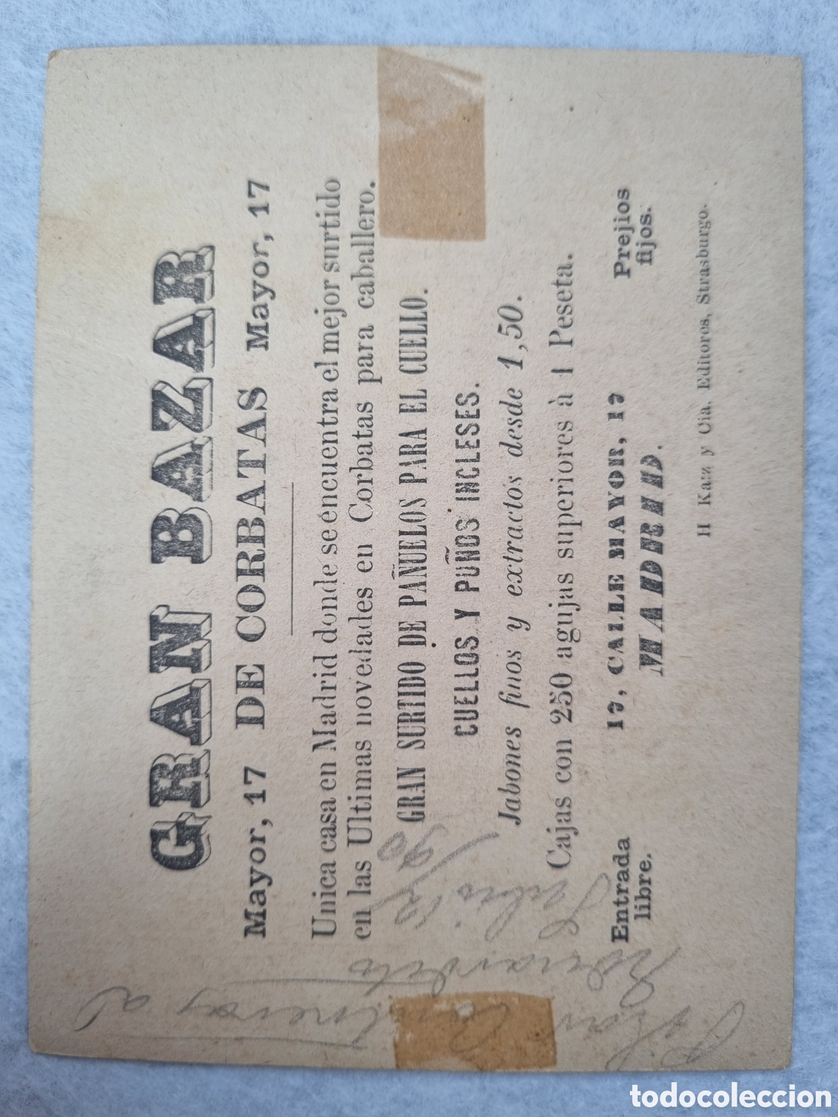 Coleccionismo cromos antiguos: Cromo de corbatas GRAN BAZAR MADRID P1 - Foto 4