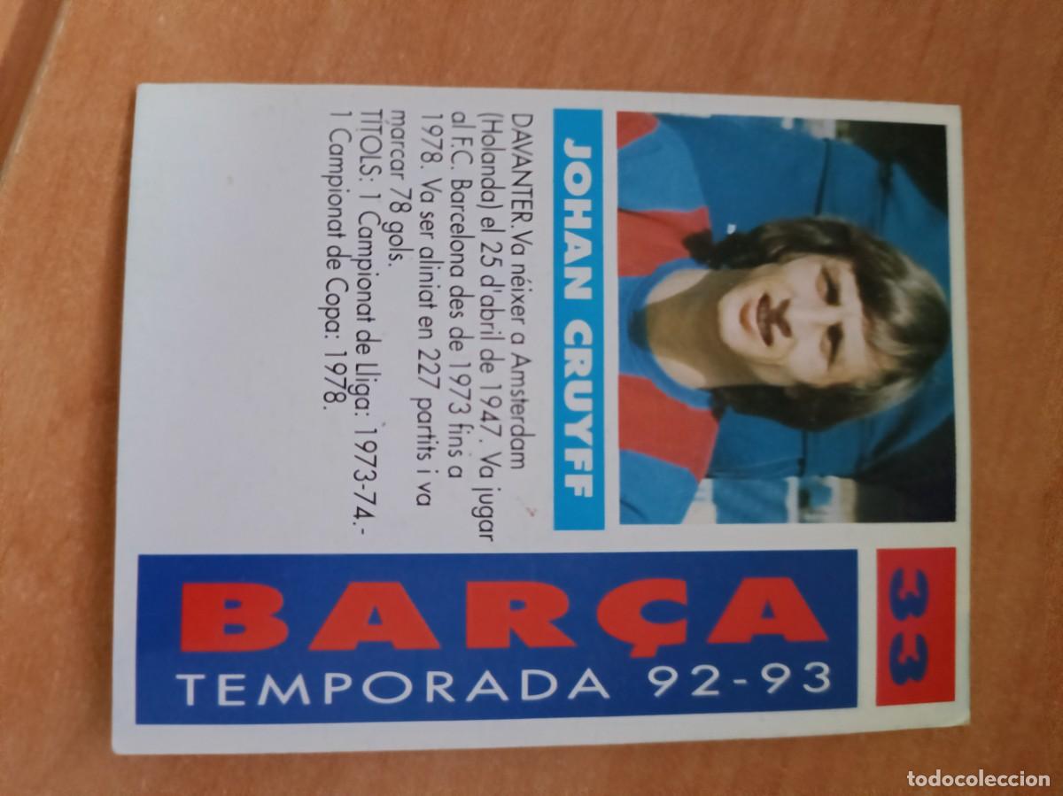 Coleccionismo cromos antiguos: cruyff bar&ccedil;a 92 93 - Foto 2