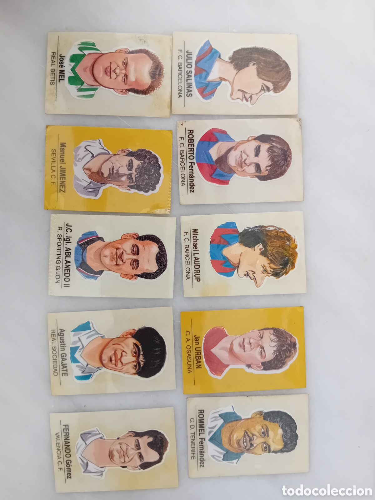 Coleccionismo Cromos antiguos: cromos caricaturas de futbolistas famosos bollycao lote 10 unidades julio salinas Laudrup Roberto