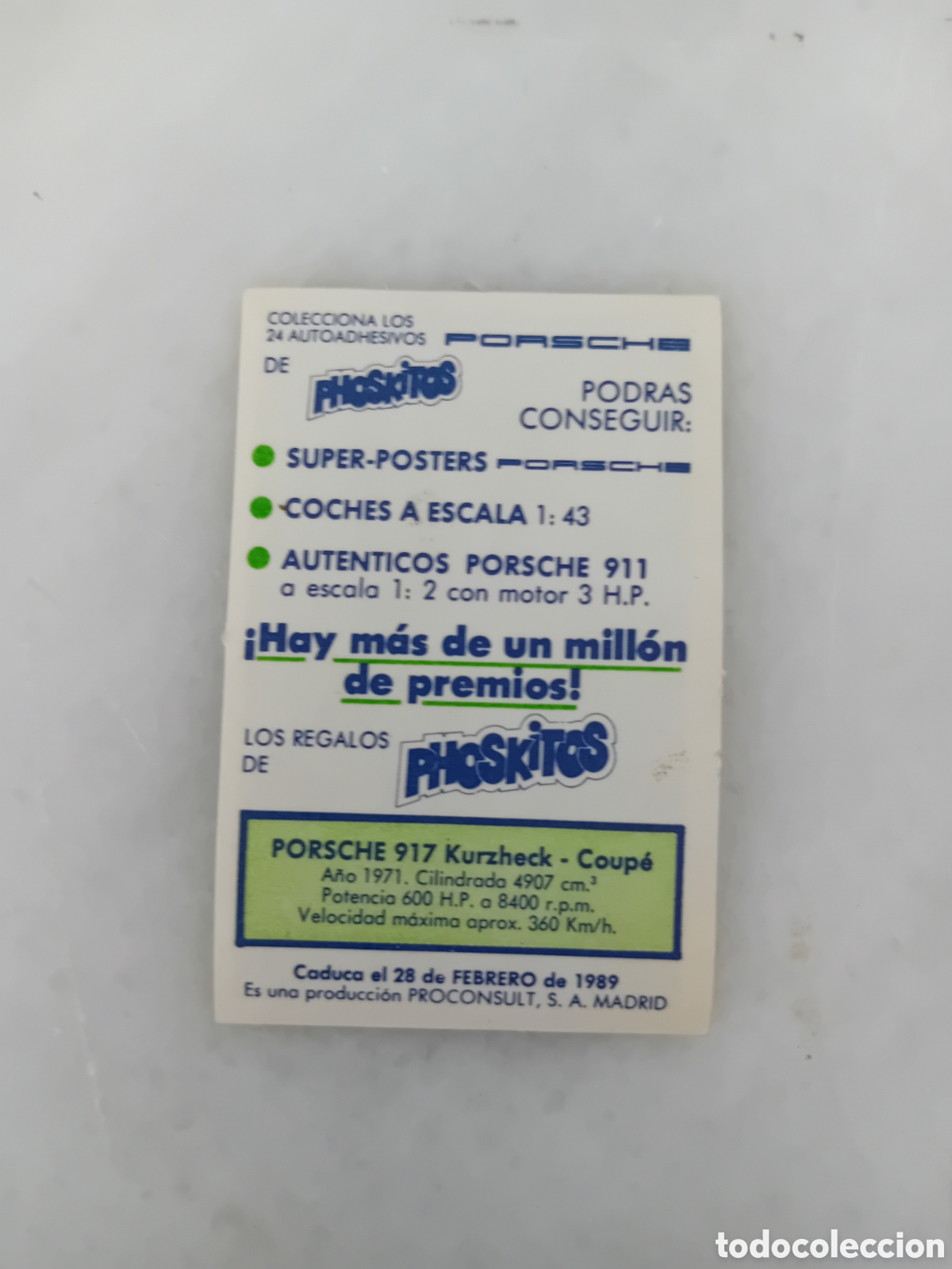 Coleccionismo cromos antiguos: cromo phoskitos porsche f&oacute;rmula 1 premio - Foto 2