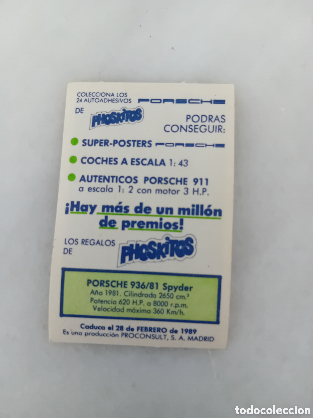 Coleccionismo cromos antiguos: cromo phoskitos porsche f&oacute;rmula 1 premio - Foto 2