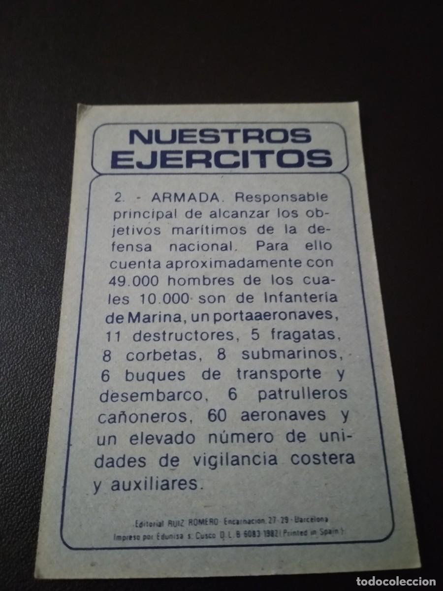 Coleccionismo cromos antiguos: Cromo # 2 NUESTROS EJERCITOS editorial RUIZ ROMERO 1982 - Foto 2