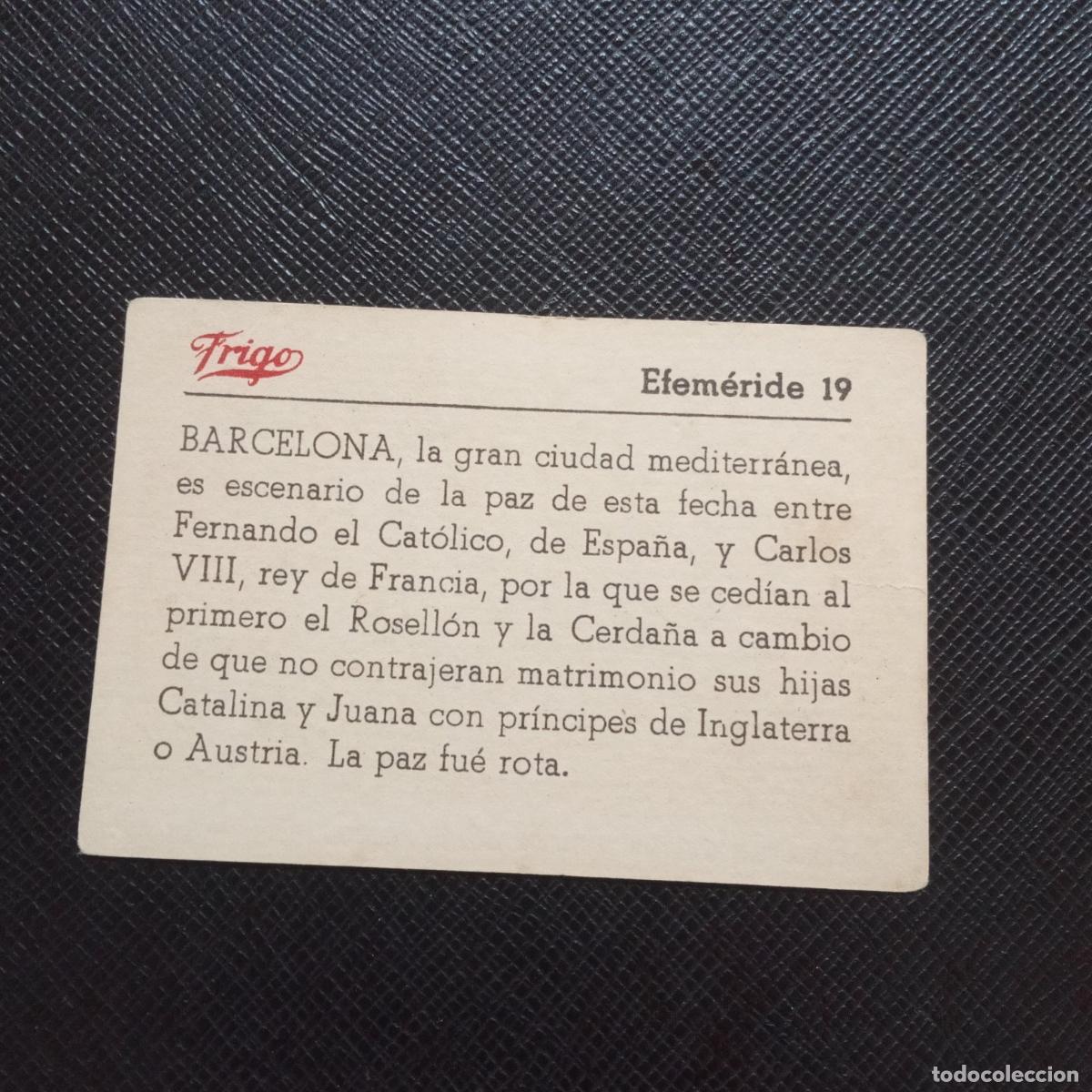 Coleccionismo cromos antiguos: 19 EFEMERIDE FRIGO CROMO - CC8 - Foto 2