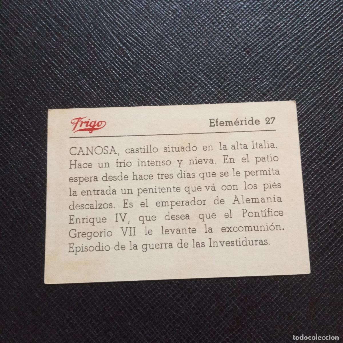 Coleccionismo cromos antiguos: 27 EFEMERIDE FRIGO CROMO - CC8 - Foto 2