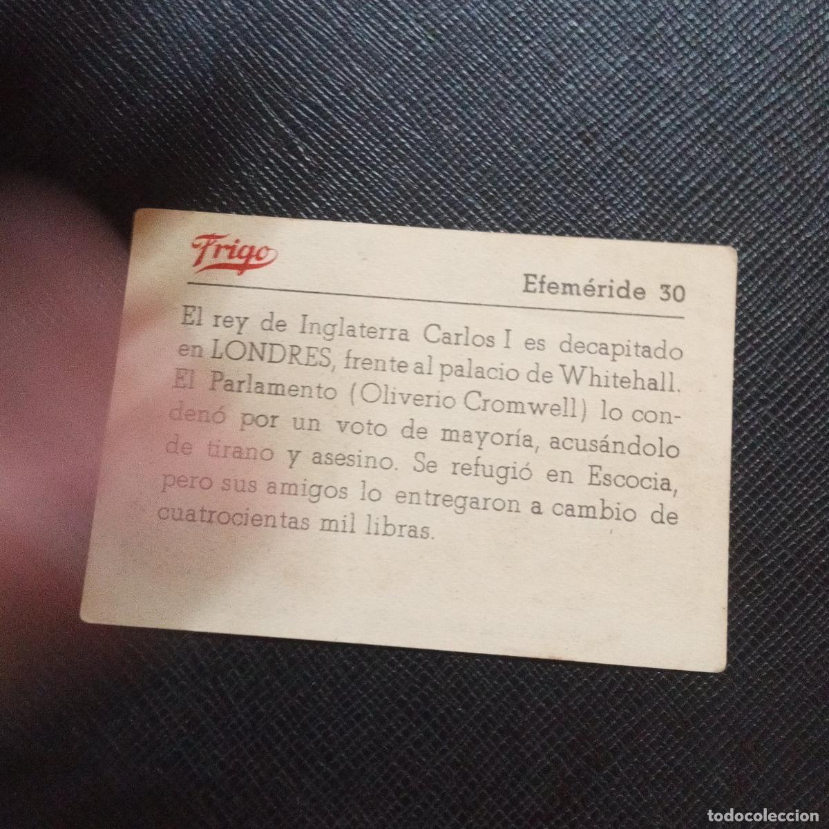 Coleccionismo cromos antiguos: 30 EFEMERIDE FRIGO CROMO - CC8 - Foto 2