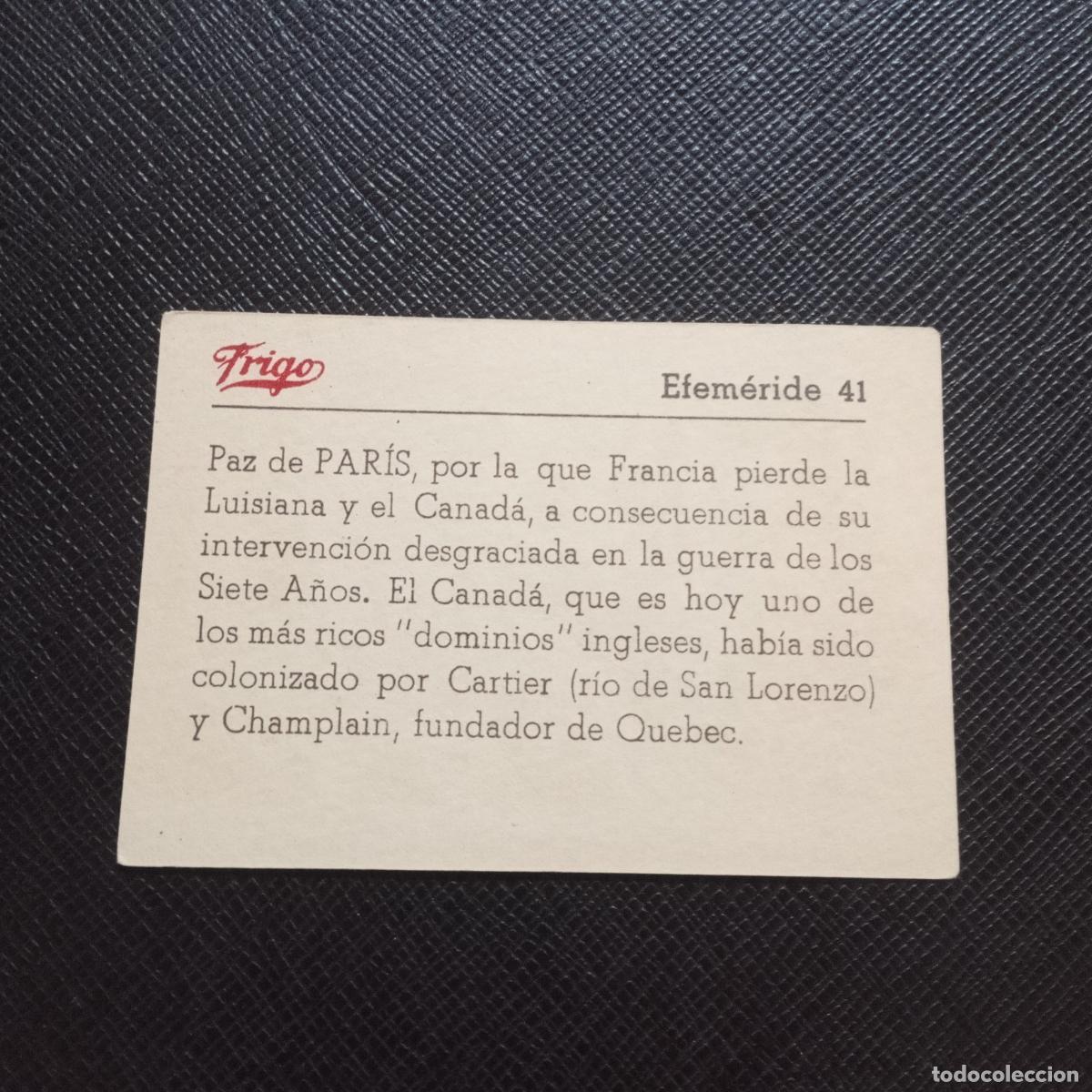 Coleccionismo cromos antiguos: 41 EFEMERIDE FRIGO CROMO - CC8 - Foto 2