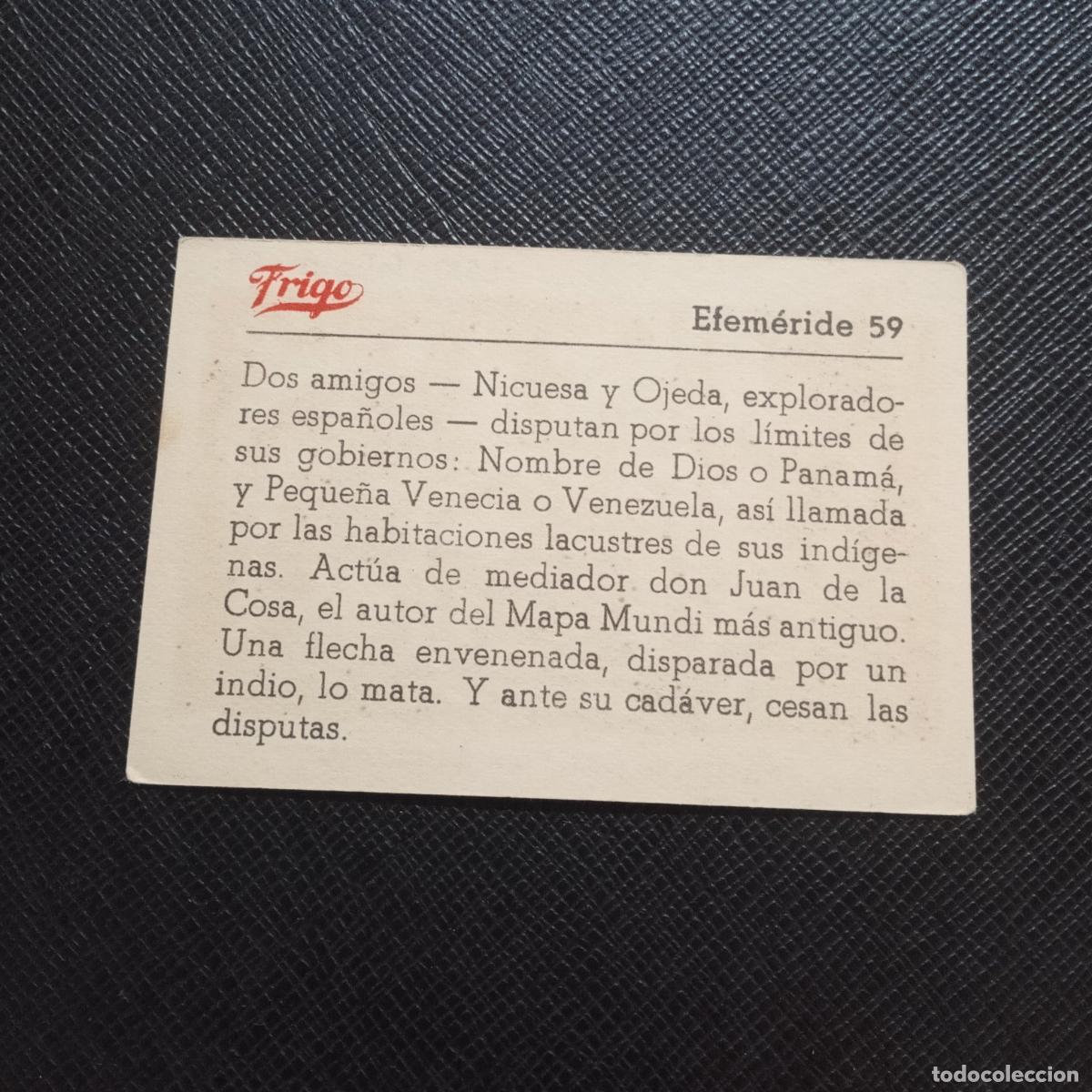 Coleccionismo cromos antiguos: 59 EFEMERIDE FRIGO CROMO - CC8 - Foto 2