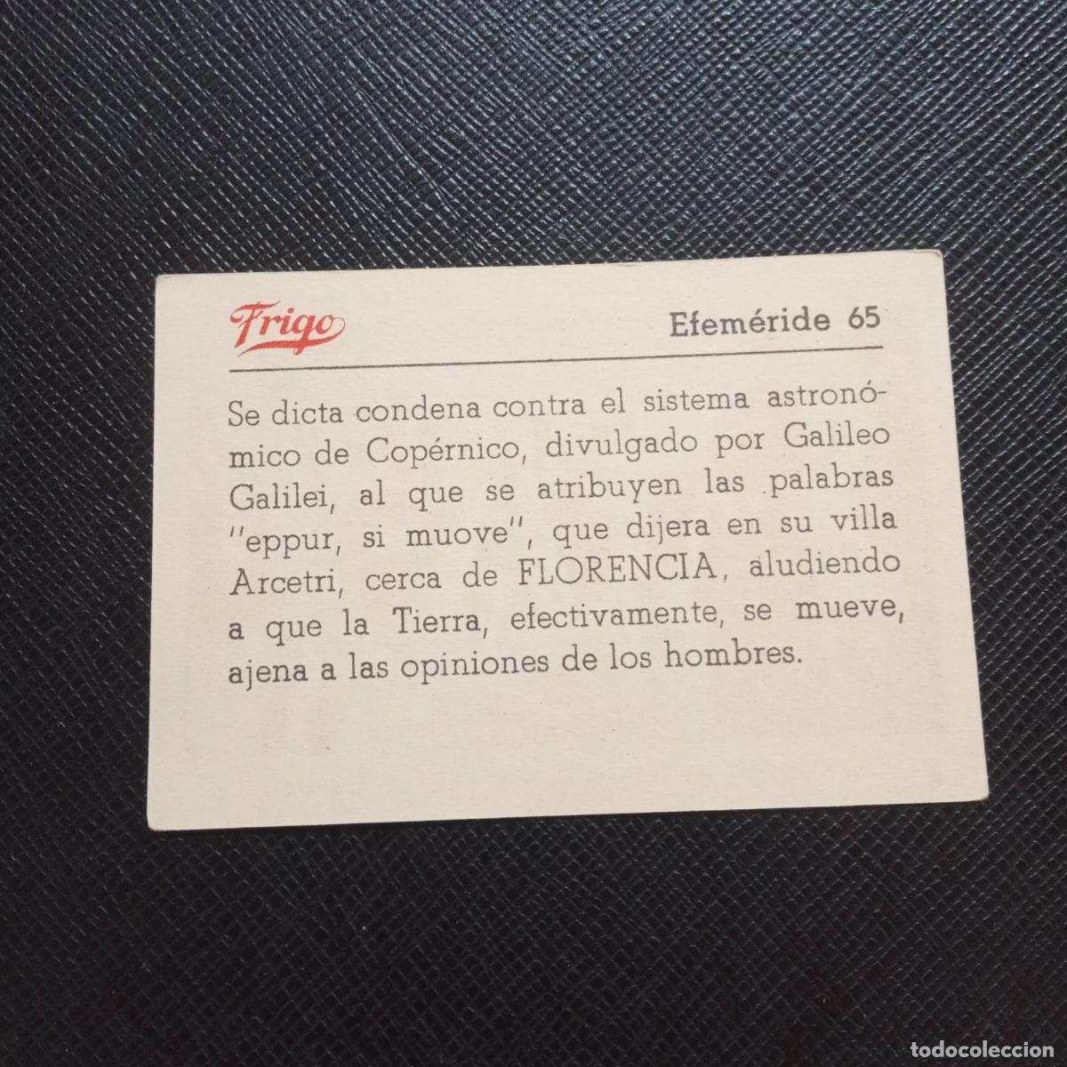 Coleccionismo cromos antiguos: 65 EFEMERIDE FRIGO CROMO - CC8 - Foto 2
