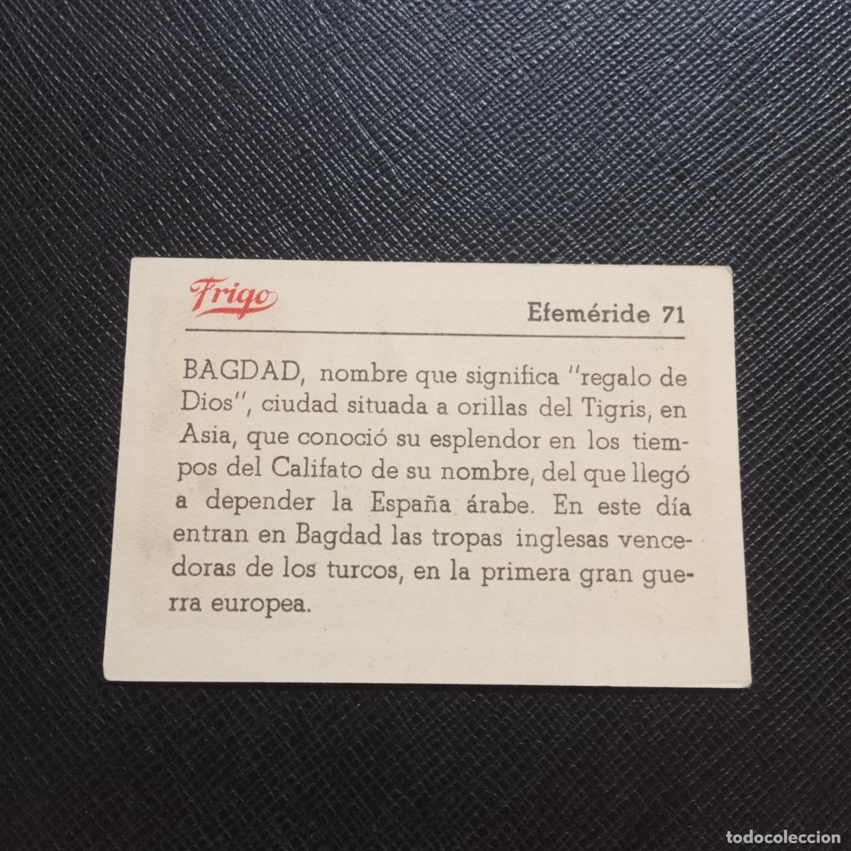 Coleccionismo cromos antiguos: 71 EFEMERIDE FRIGO CROMO - CC8 - Foto 2