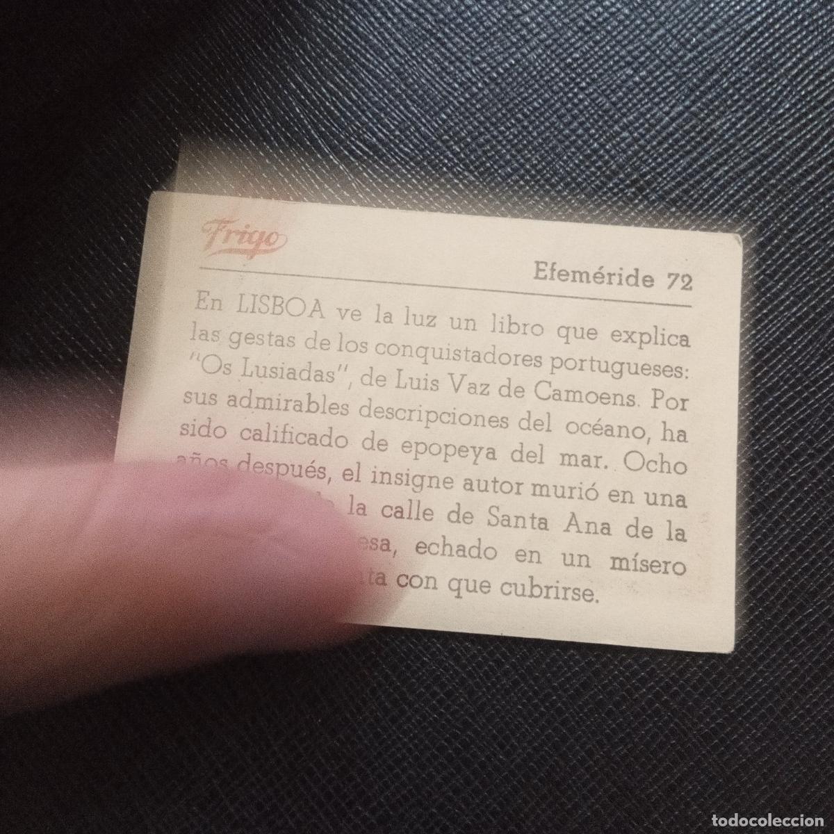 Coleccionismo cromos antiguos: 72 EFEMERIDE FRIGO CROMO - CC8 - Foto 2