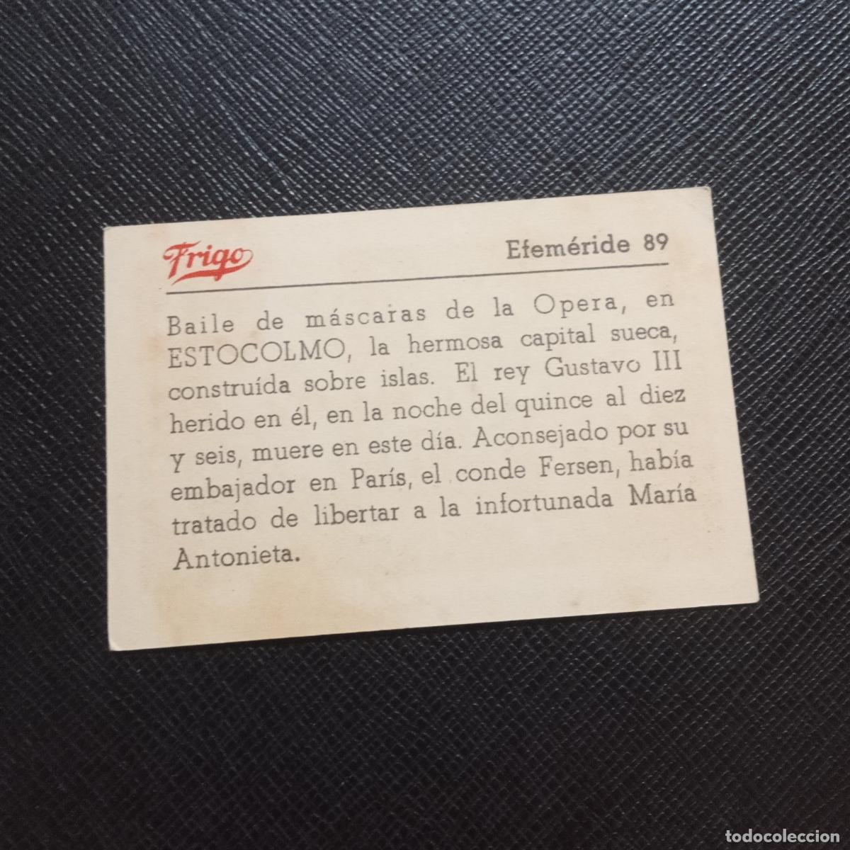 Coleccionismo cromos antiguos: 89 EFEMERIDE FRIGO CROMO - CC8 - Foto 2