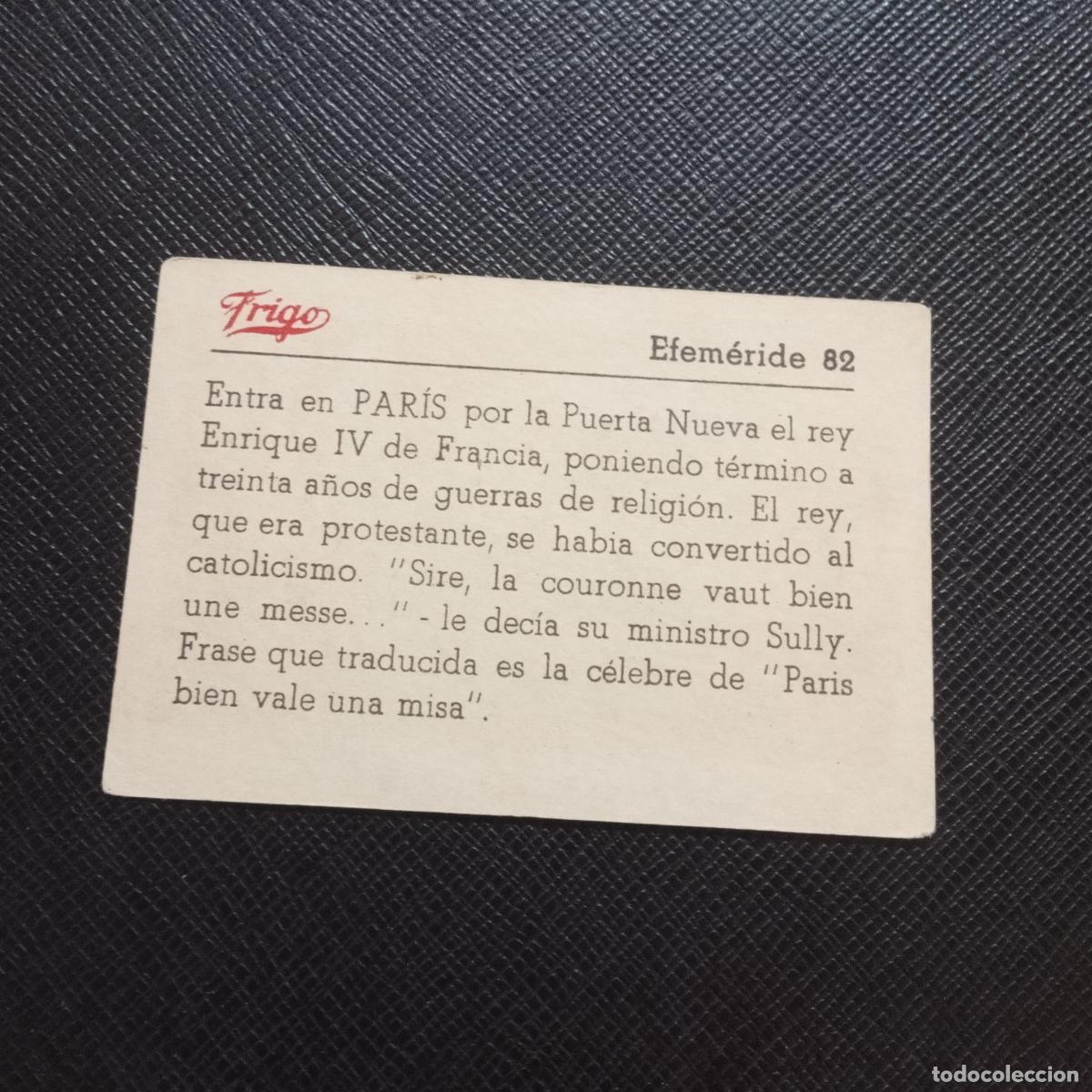 Coleccionismo cromos antiguos: 82 EFEMERIDE FRIGO CROMO - CC8 - Foto 2