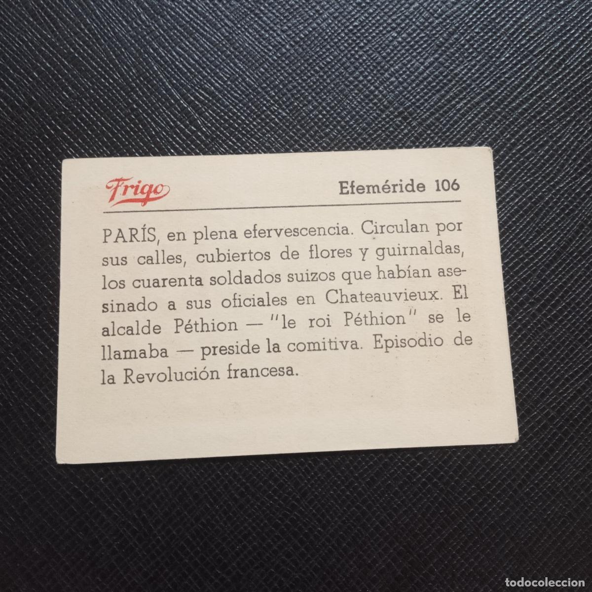 Coleccionismo cromos antiguos: 106 EFEMERIDE FRIGO CROMO - CC8 - Foto 2