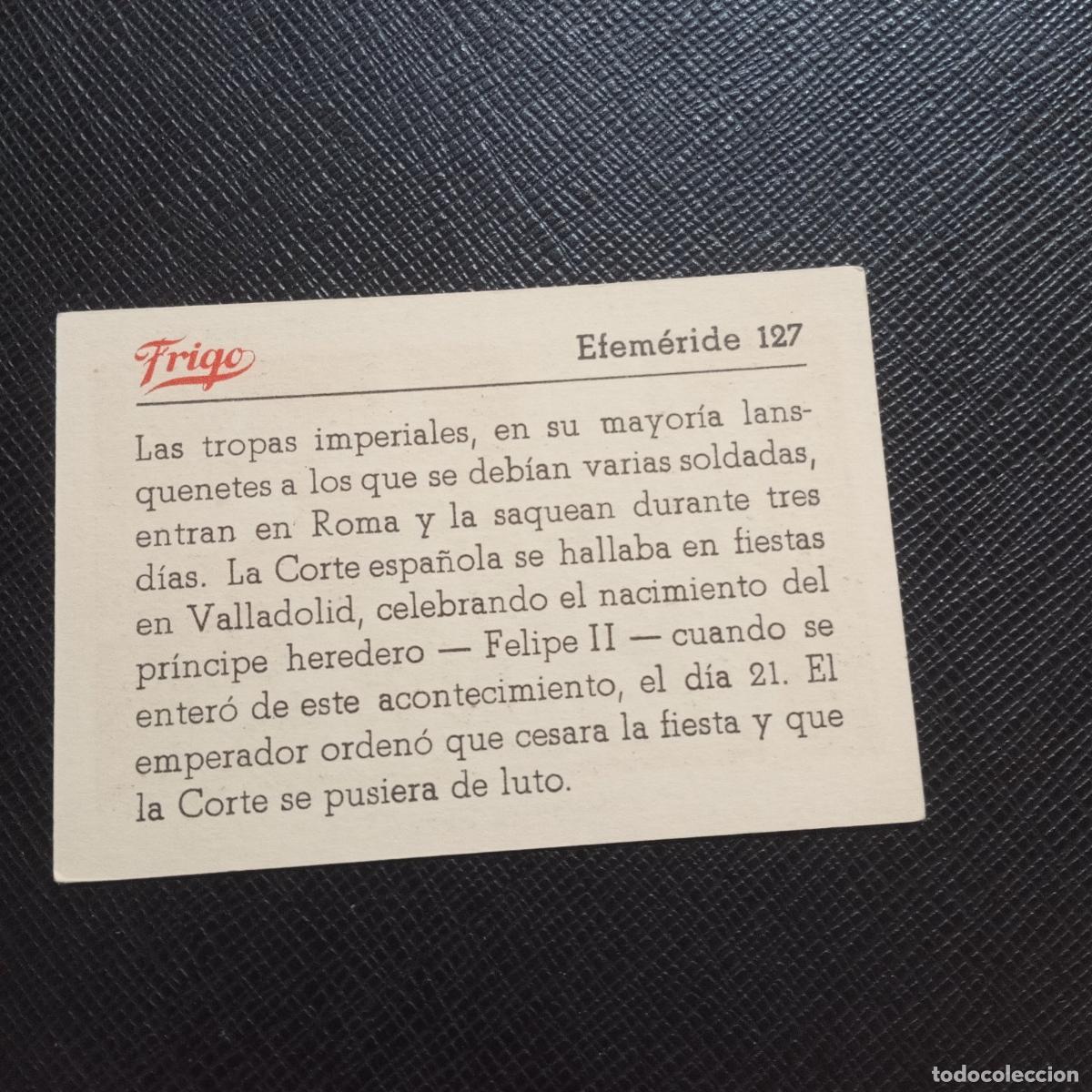 Coleccionismo cromos antiguos: 127 EFEMERIDE FRIGO CROMO - CC8 - Foto 2