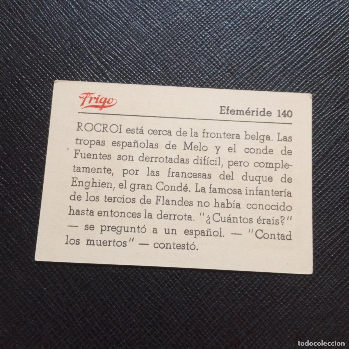 Coleccionismo cromos antiguos: 140 EFEMERIDE FRIGO CROMO - CC8 - Foto 2