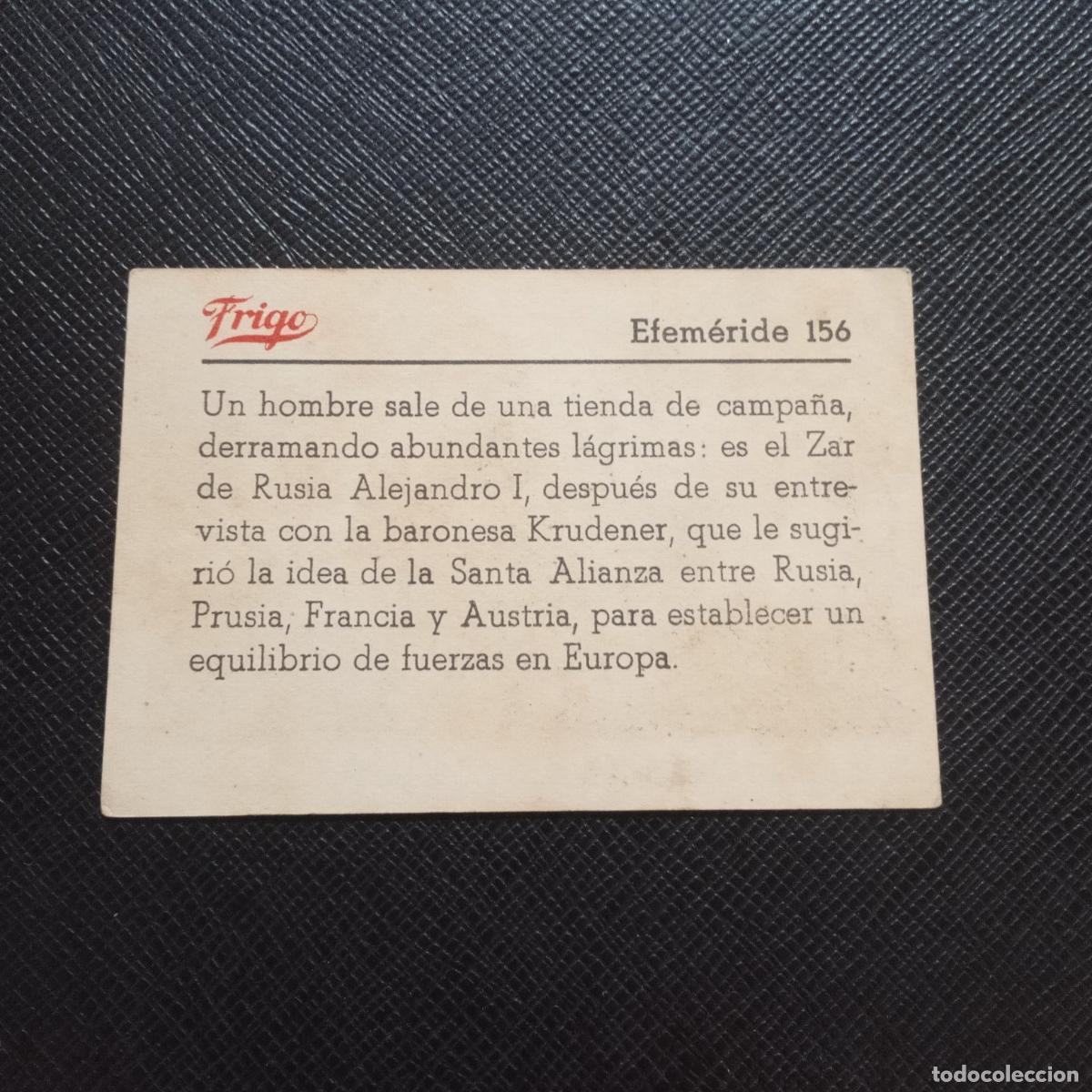 Coleccionismo cromos antiguos: 156 EFEMERIDE FRIGO CROMO - CC8 - Foto 2