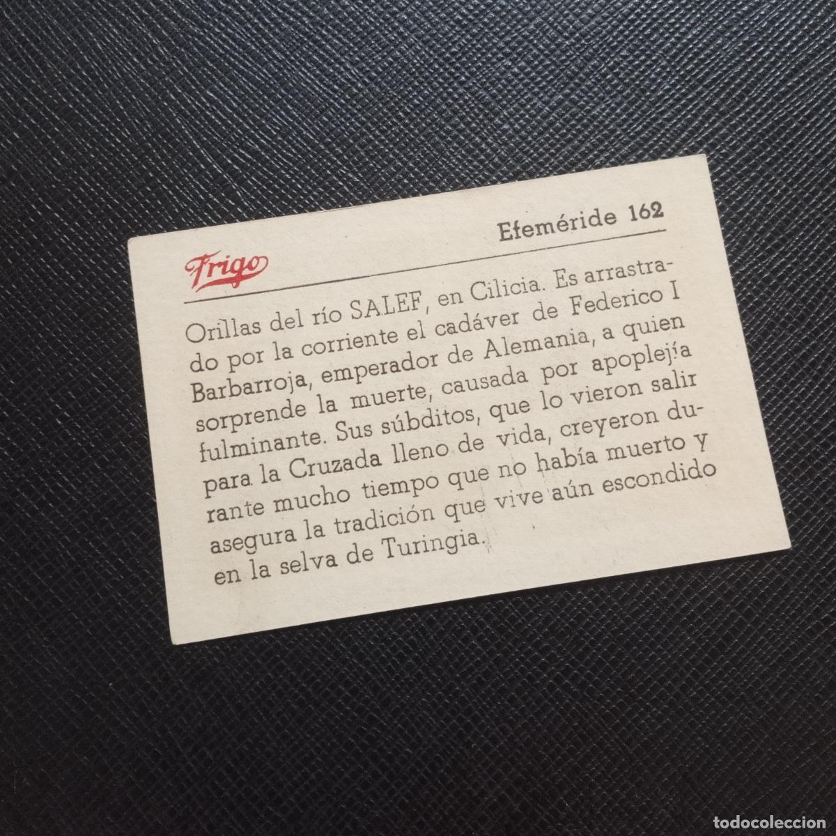 Coleccionismo cromos antiguos: 162 EFEMERIDE FRIGO CROMO - CC8 - Foto 2