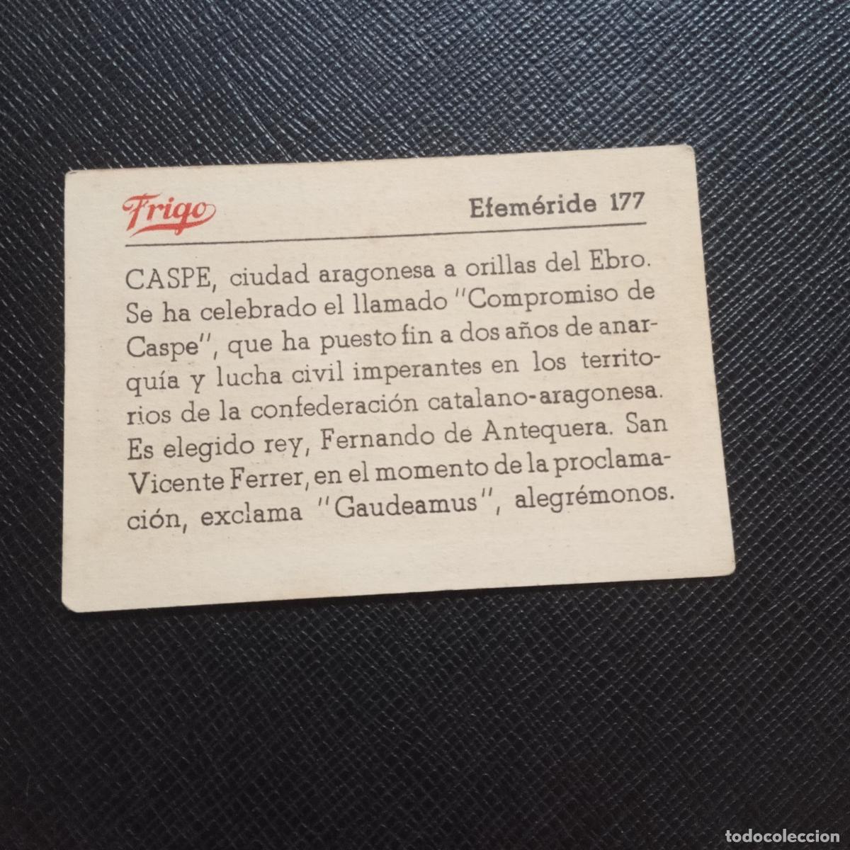 Coleccionismo cromos antiguos: 177 EFEMERIDE FRIGO CROMO - CC8 - Foto 2