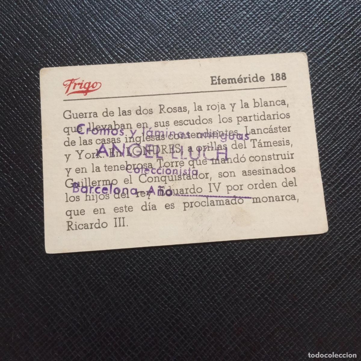 Coleccionismo cromos antiguos: 188 EFEMERIDE FRIGO CROMO - CC8 - Foto 2