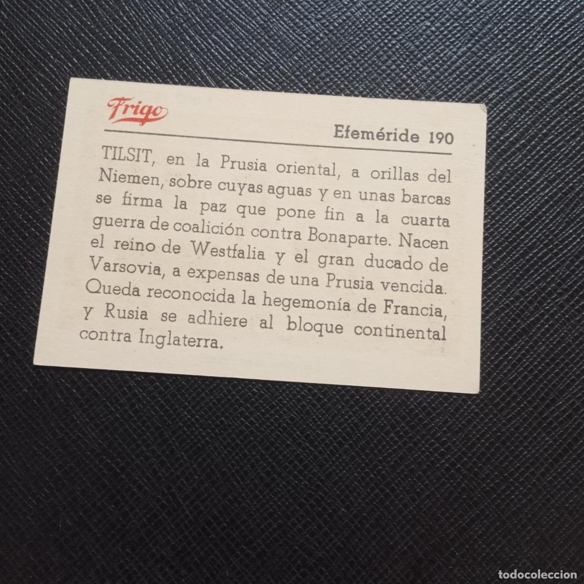 Coleccionismo cromos antiguos: 190 EFEMERIDE FRIGO CROMO - CC8 - Foto 2