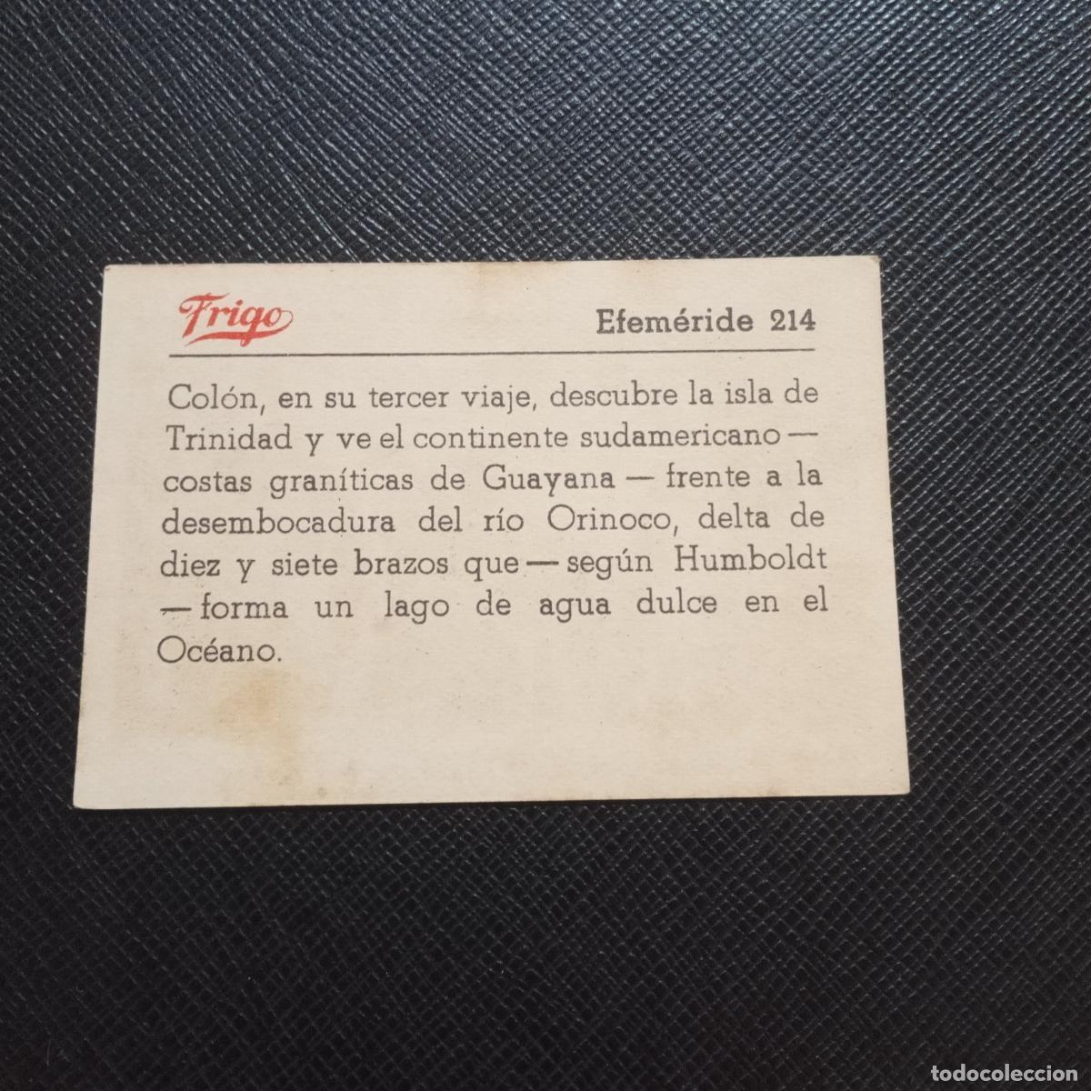 Coleccionismo cromos antiguos: 214 EFEMERIDE FRIGO CROMO - CC8 - Foto 2