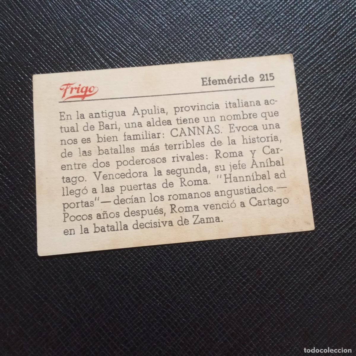 Coleccionismo cromos antiguos: 215 EFEMERIDE FRIGO CROMO - CC8 - Foto 2