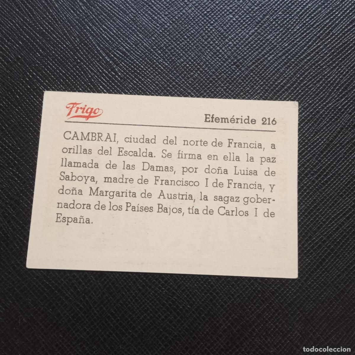 Coleccionismo cromos antiguos: 216 EFEMERIDE FRIGO CROMO - CC8 - Foto 2