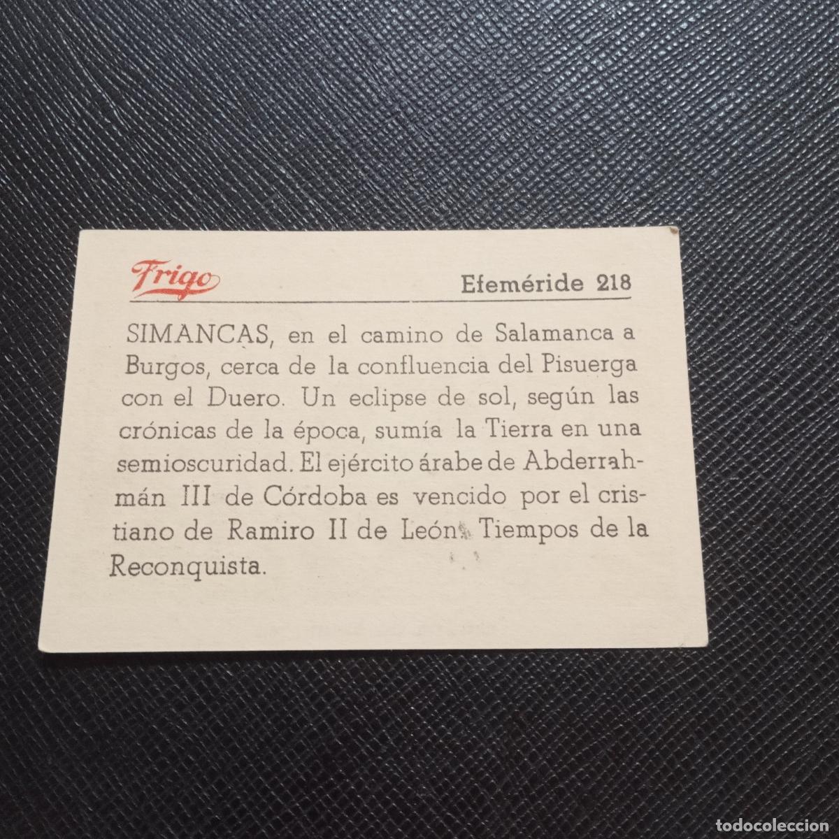Coleccionismo cromos antiguos: 218 EFEMERIDE FRIGO CROMO - CC8 - Foto 2