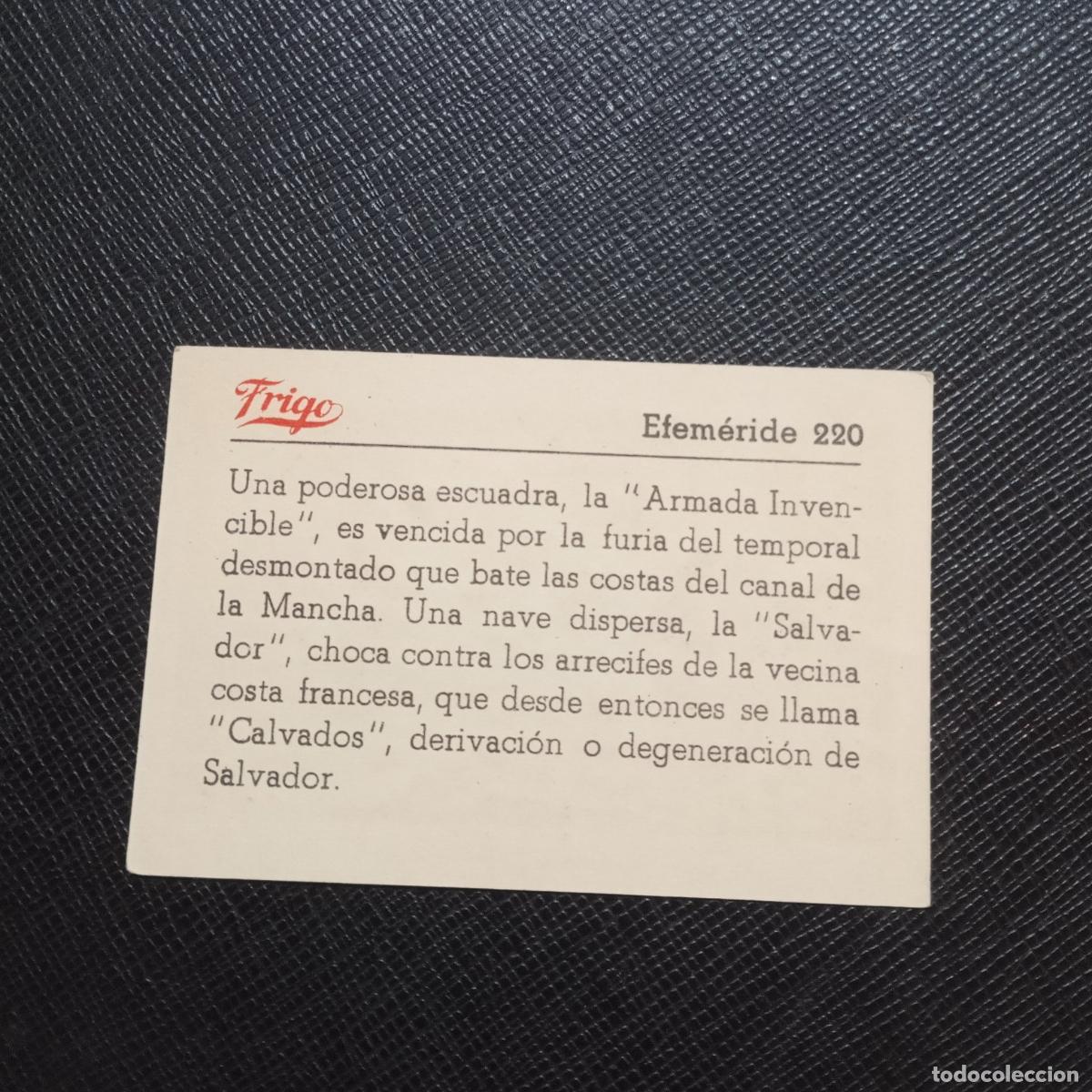 Coleccionismo cromos antiguos: 220 EFEMERIDE FRIGO CROMO - CC8 - Foto 2