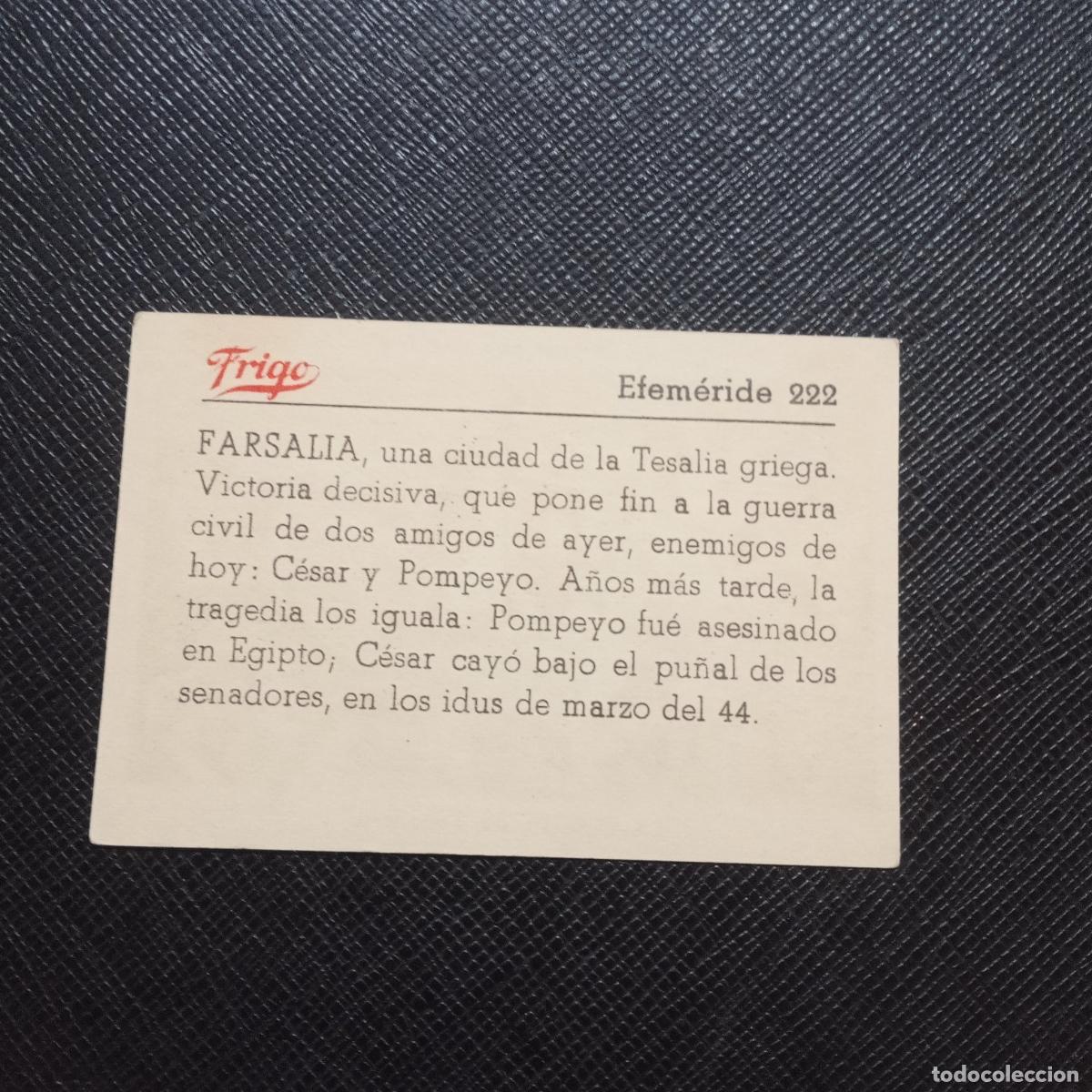 Coleccionismo cromos antiguos: 222 EFEMERIDE FRIGO CROMO - CC8 - Foto 2