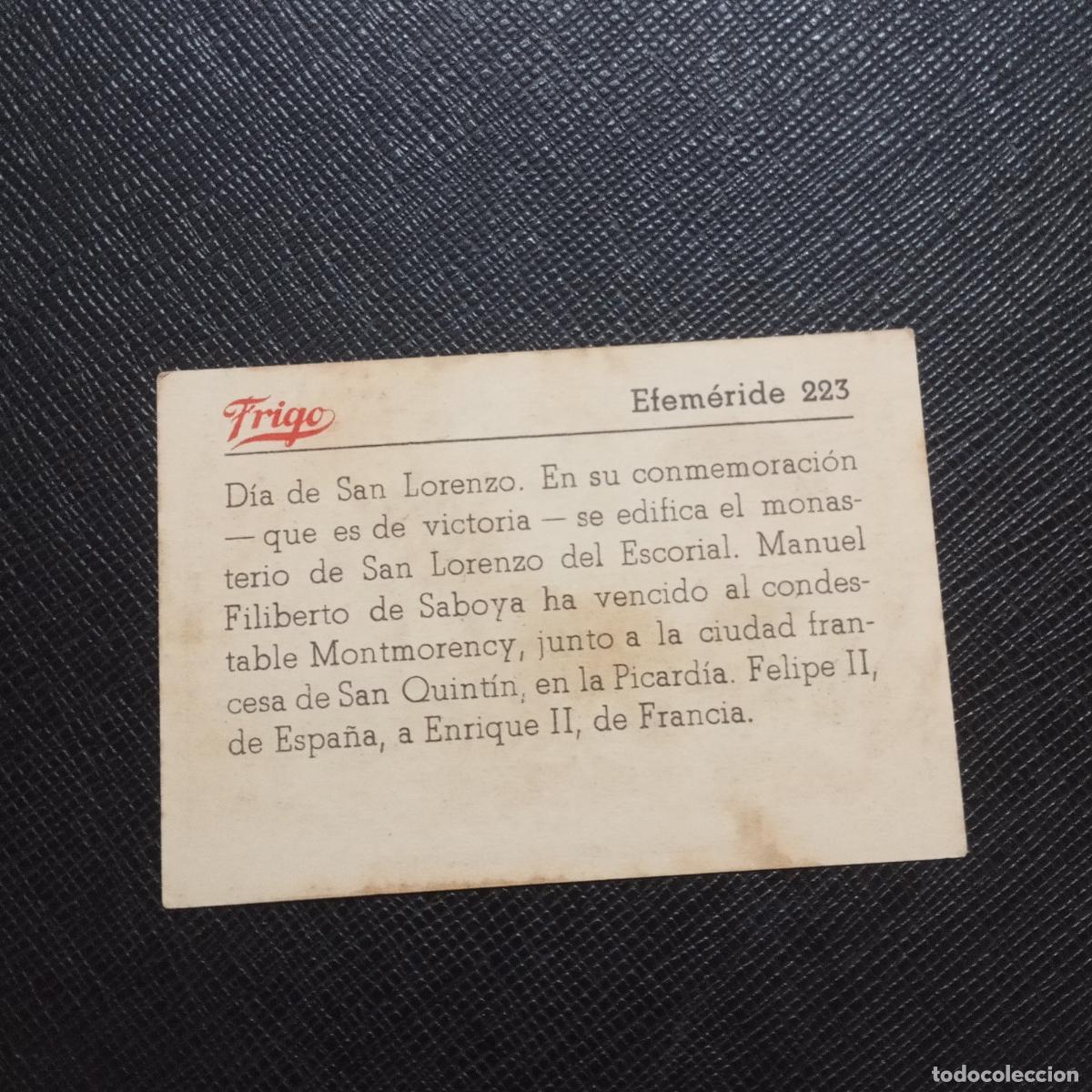 Coleccionismo cromos antiguos: 223 EFEMERIDE FRIGO CROMO - CC8 - Foto 2