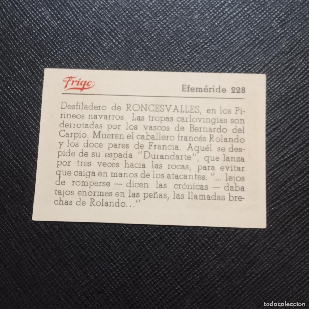 Coleccionismo cromos antiguos: 228 EFEMERIDE FRIGO CROMO - CC8 - Foto 2