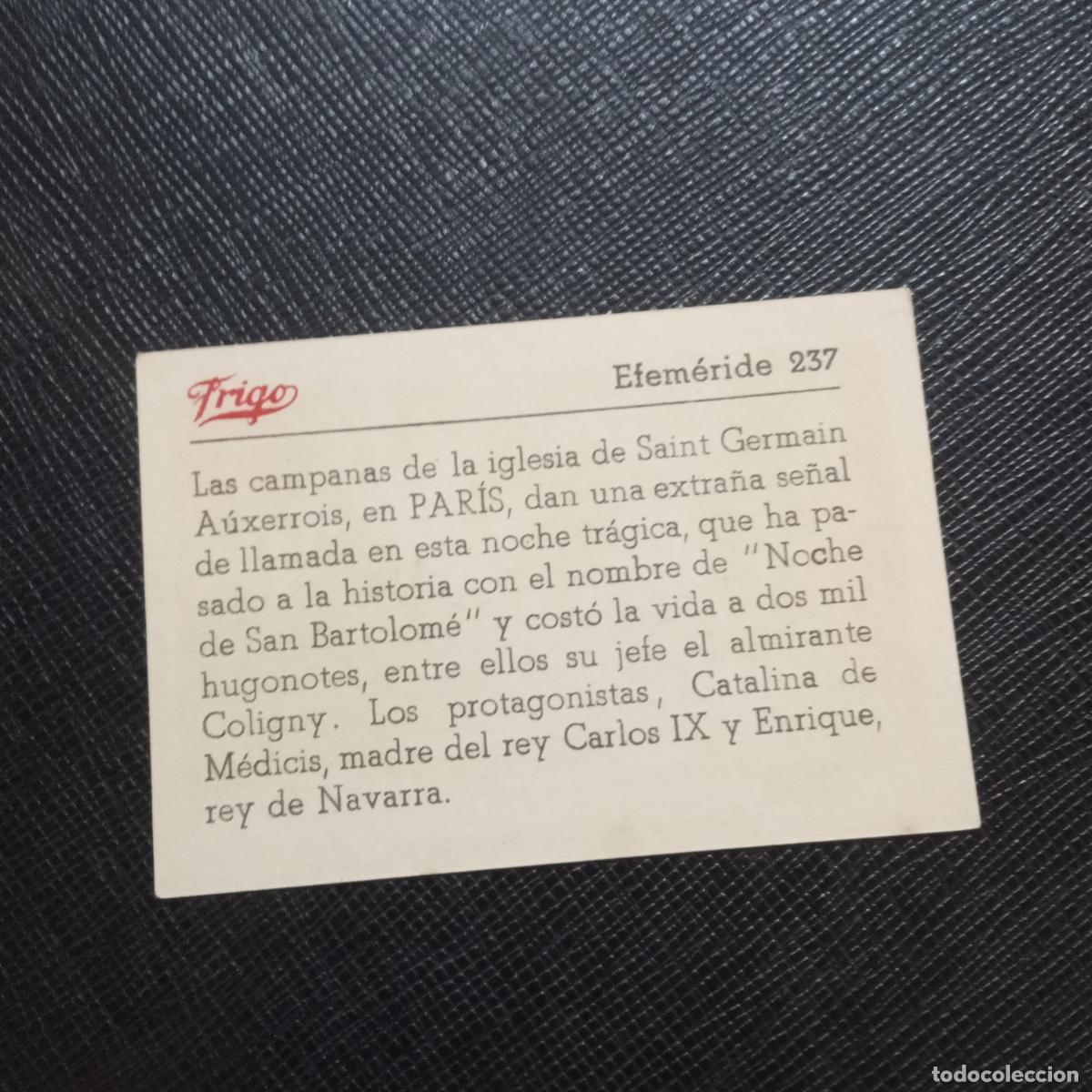 Coleccionismo cromos antiguos: 237 EFEMERIDE FRIGO CROMO - CC8 - Foto 2