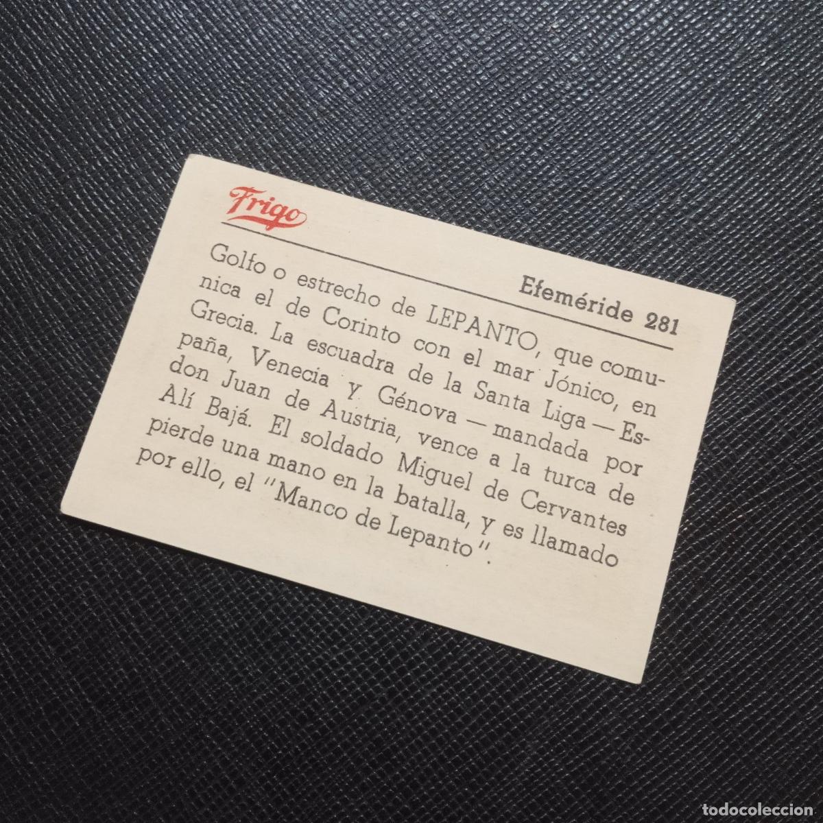 Coleccionismo cromos antiguos: 281 EFEMERIDE FRIGO CROMO - CC8 - Foto 2