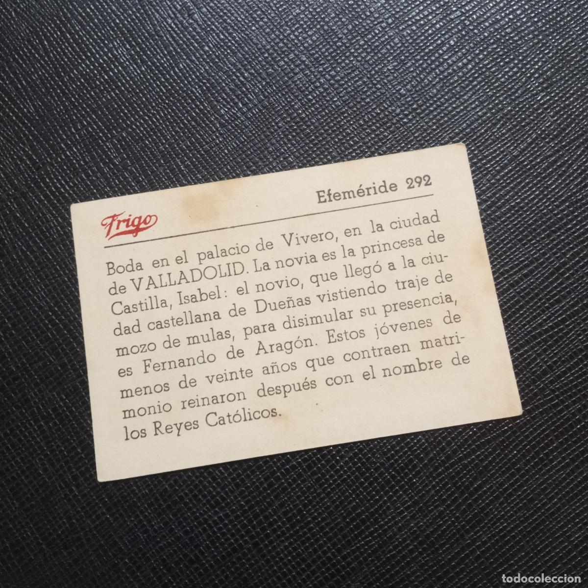 Coleccionismo cromos antiguos: 292 EFEMERIDE FRIGO CROMO - CC8 - Foto 2