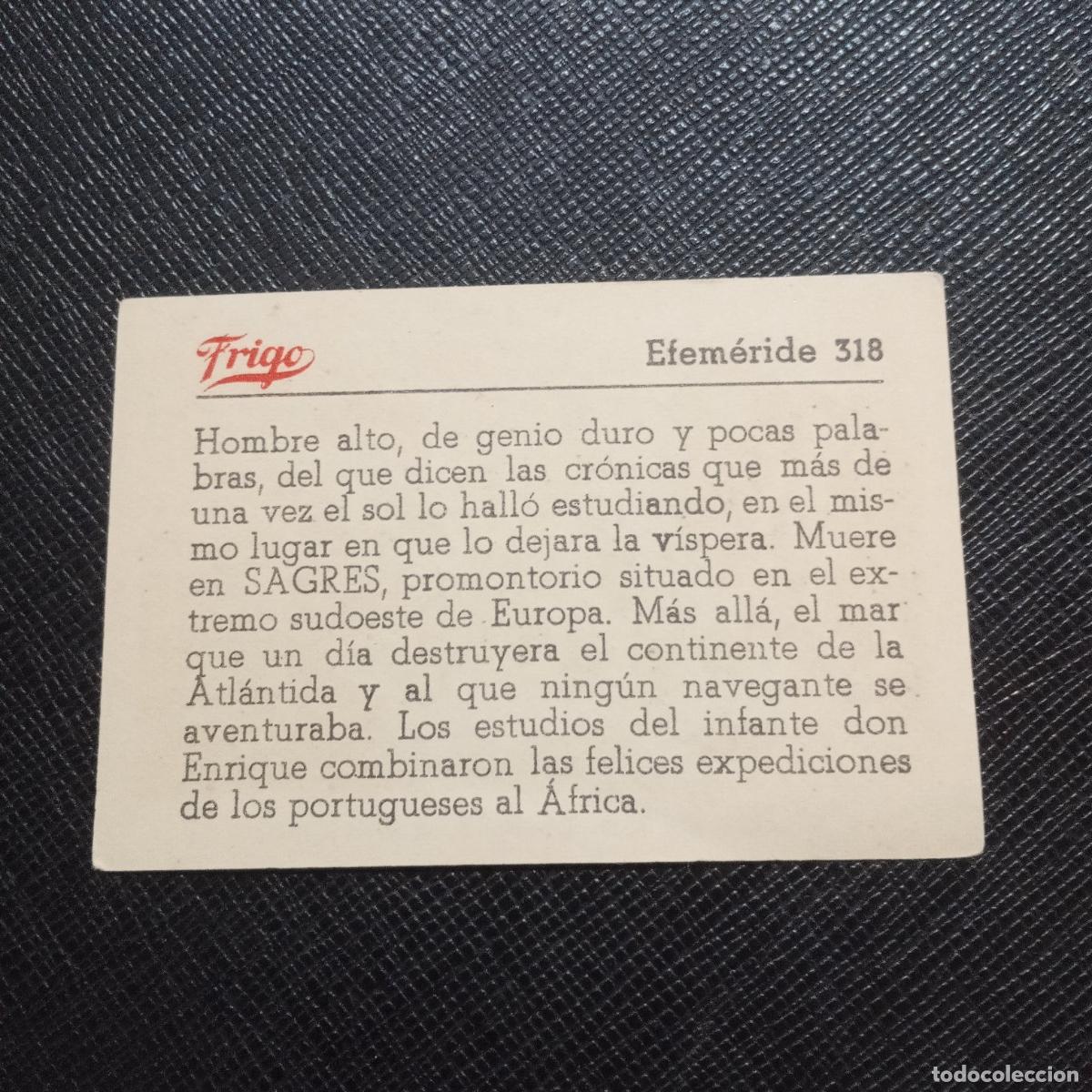Coleccionismo cromos antiguos: 318 EFEMERIDE FRIGO CROMO - CC8 - Foto 2